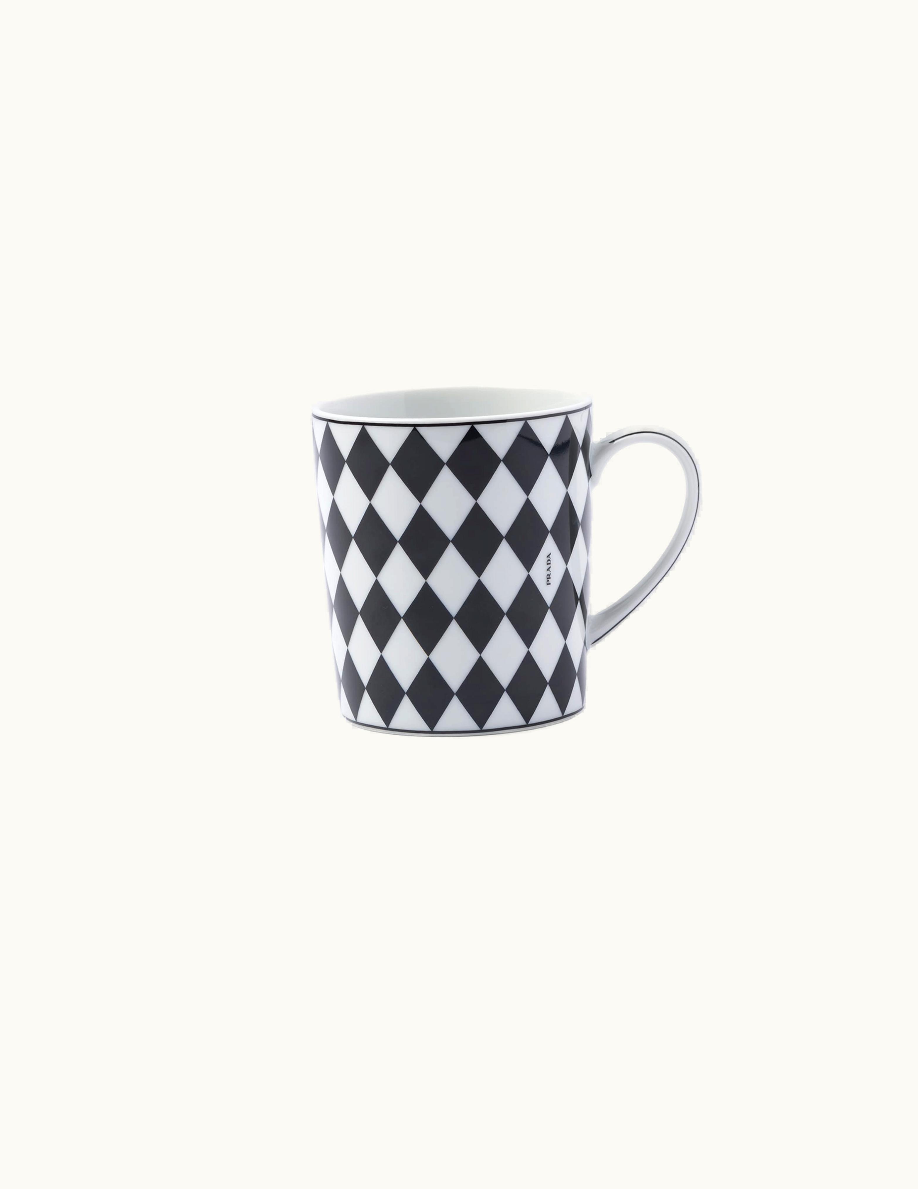 Prada Prada White / Black Porcelain Mug - Checkerboard
