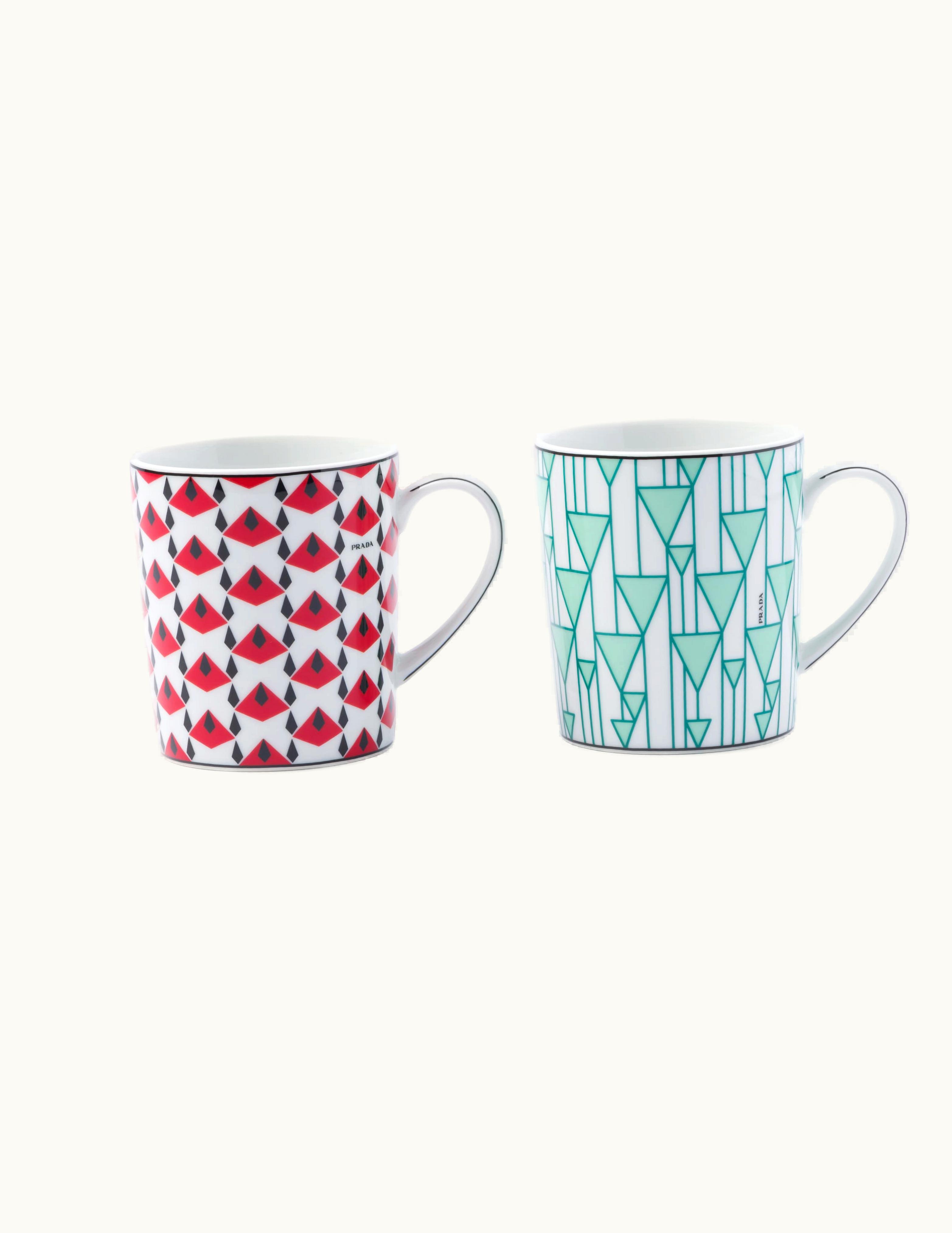 Prada Prada Black / Red / Green Set Of Two Porcelain Mugs - Vienna Red And Vienna Green