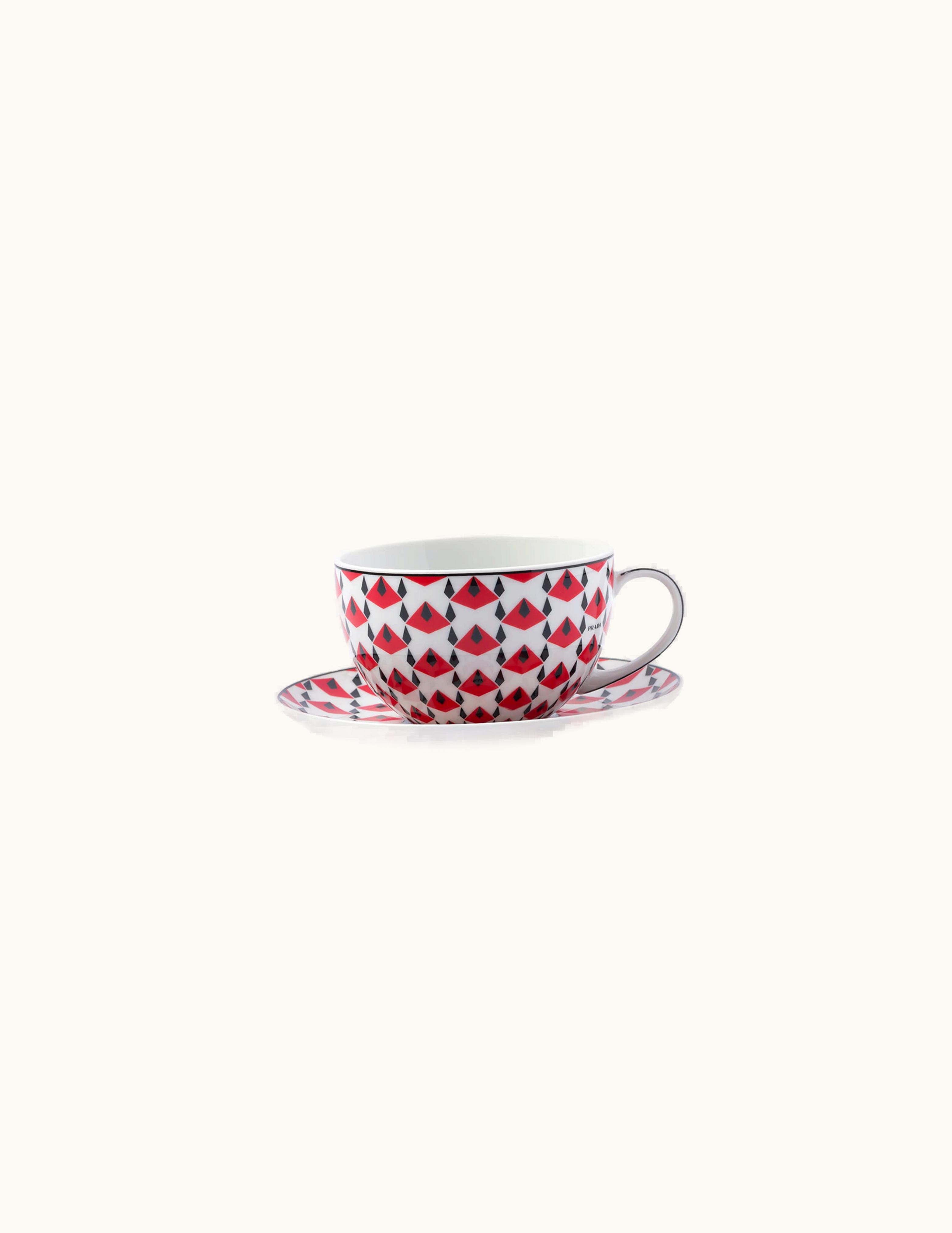 Prada Prada Black / Red Set Of Two Porcelain Tea Cups - Vienna Red