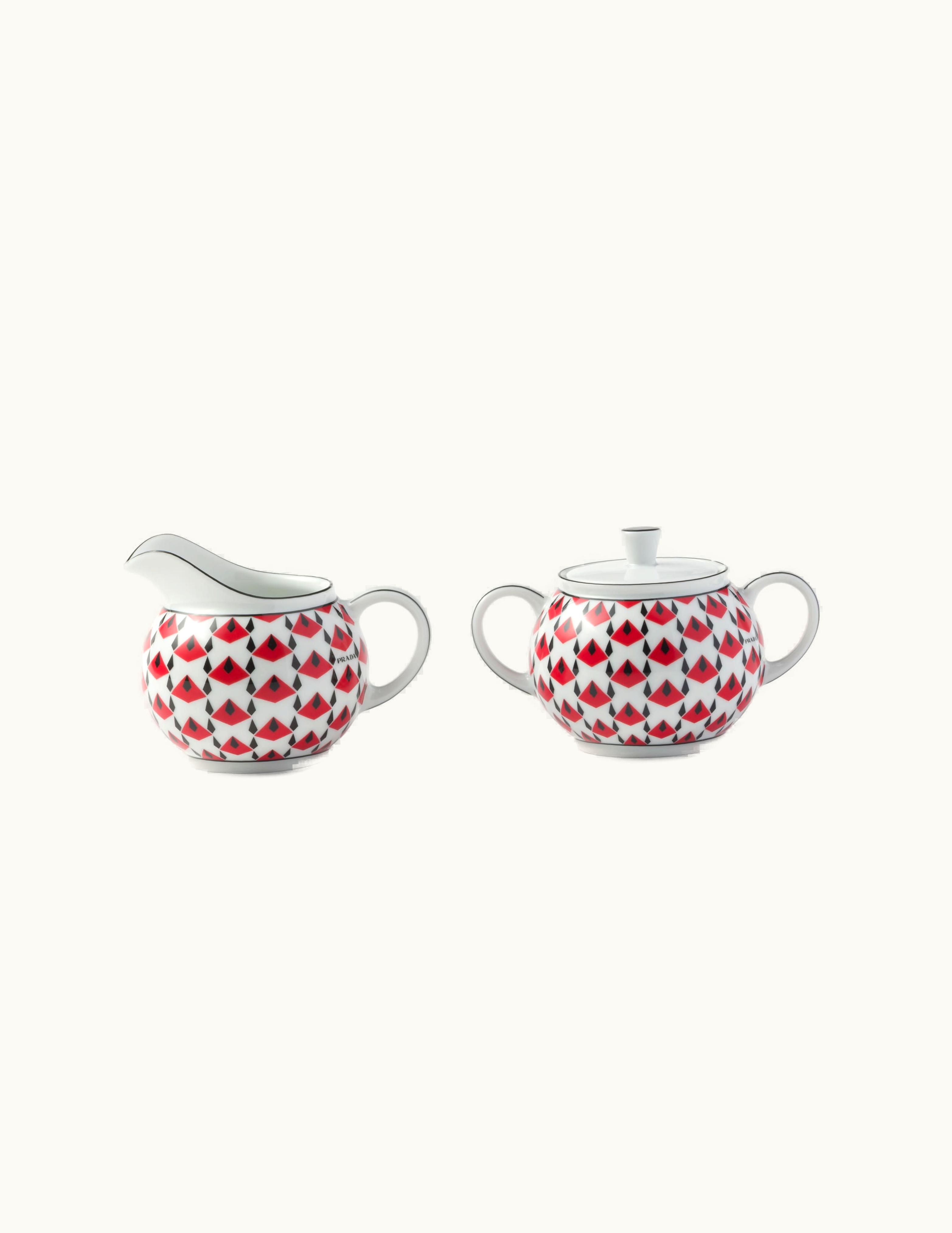 Prada Prada Black / Red Porcelain Milk Jug And Sugar Bowl Set - Vienna Red