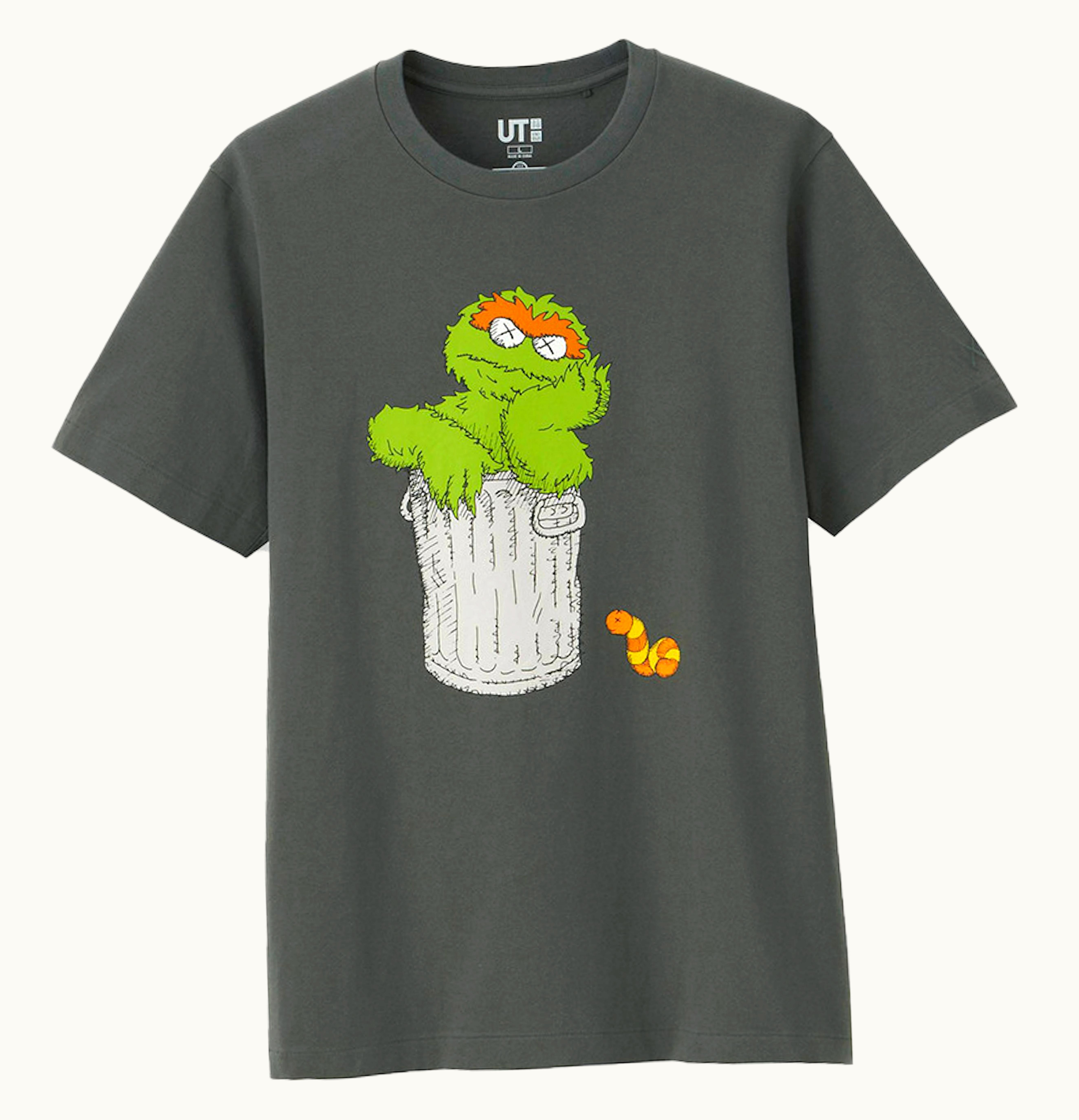 KAWS KAWS x Uniqlo x Sesame Street Oscar The Grouch Tee US Sizing Gray