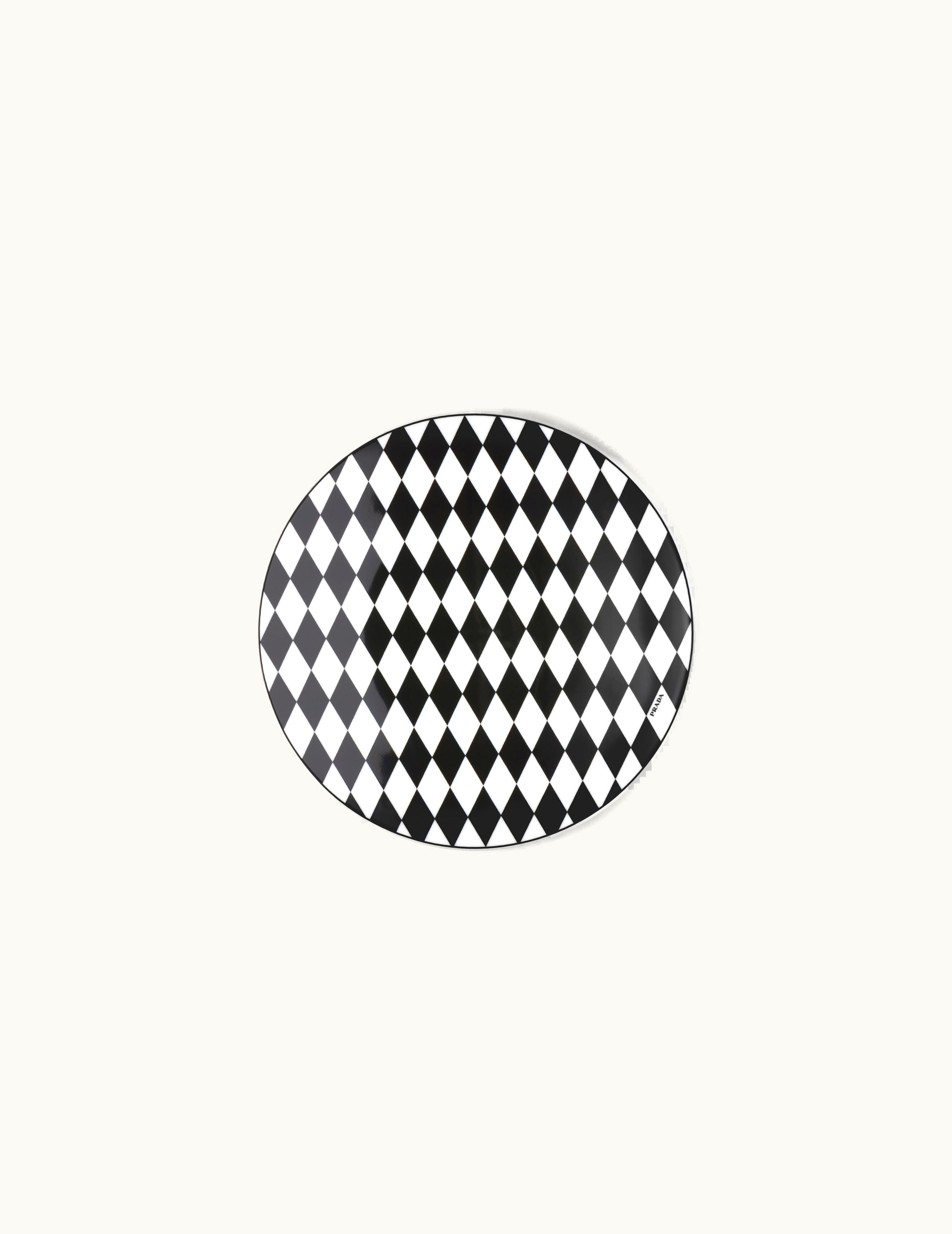 Prada Prada White / Black Porcelain Charger Plate - Checkerboard
