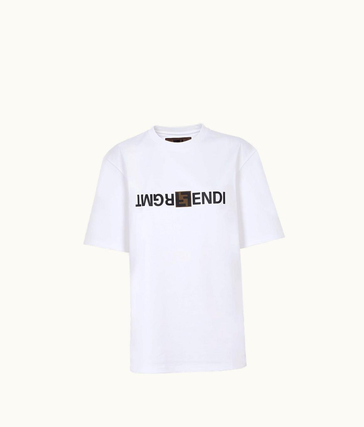 Fendi Fendi FRGMT Fragmented Logo T-Shirt White
