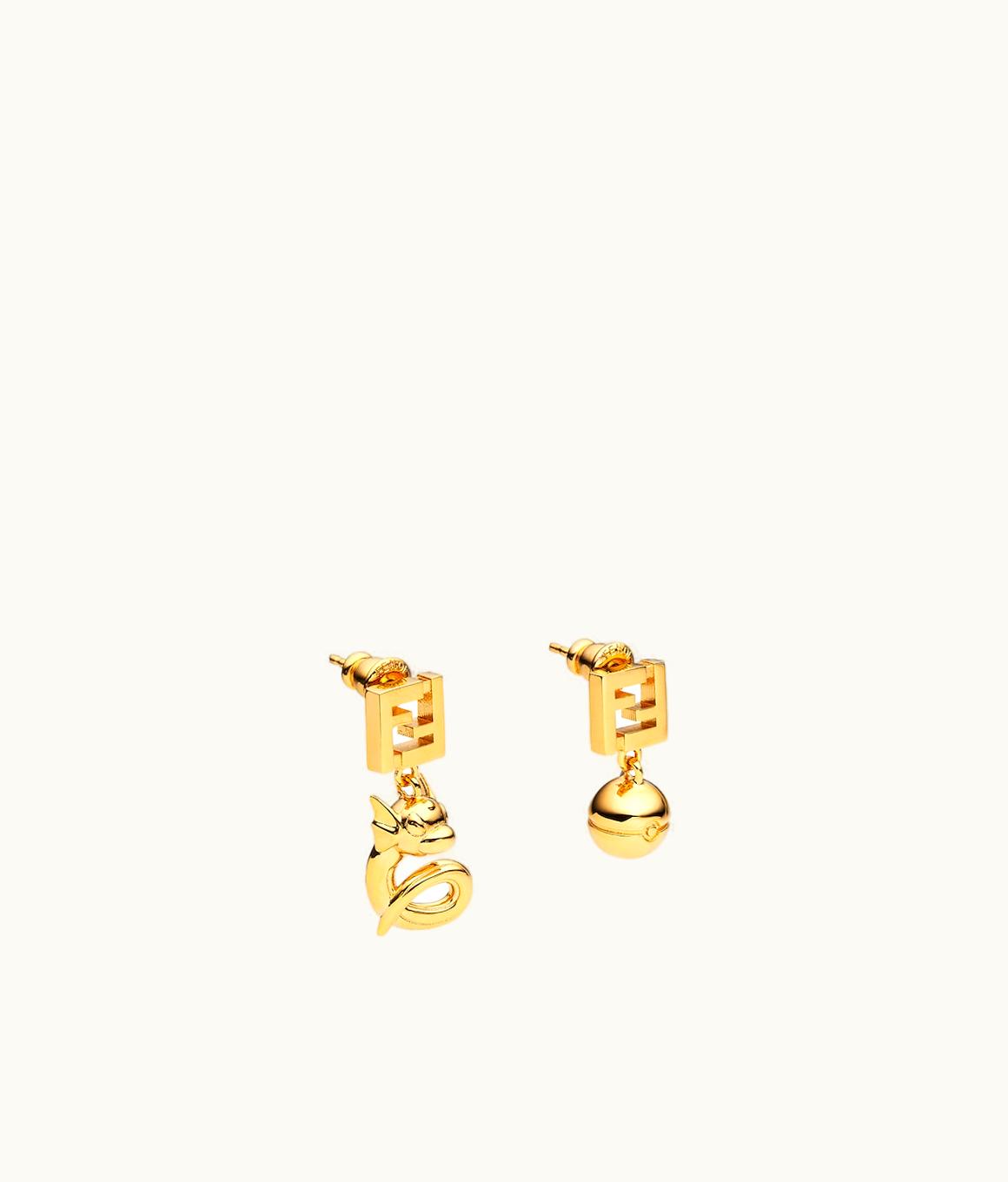 Fendi Fendi Gold-Color Metal Drop Earrings - Year of the Dragon Collaboration