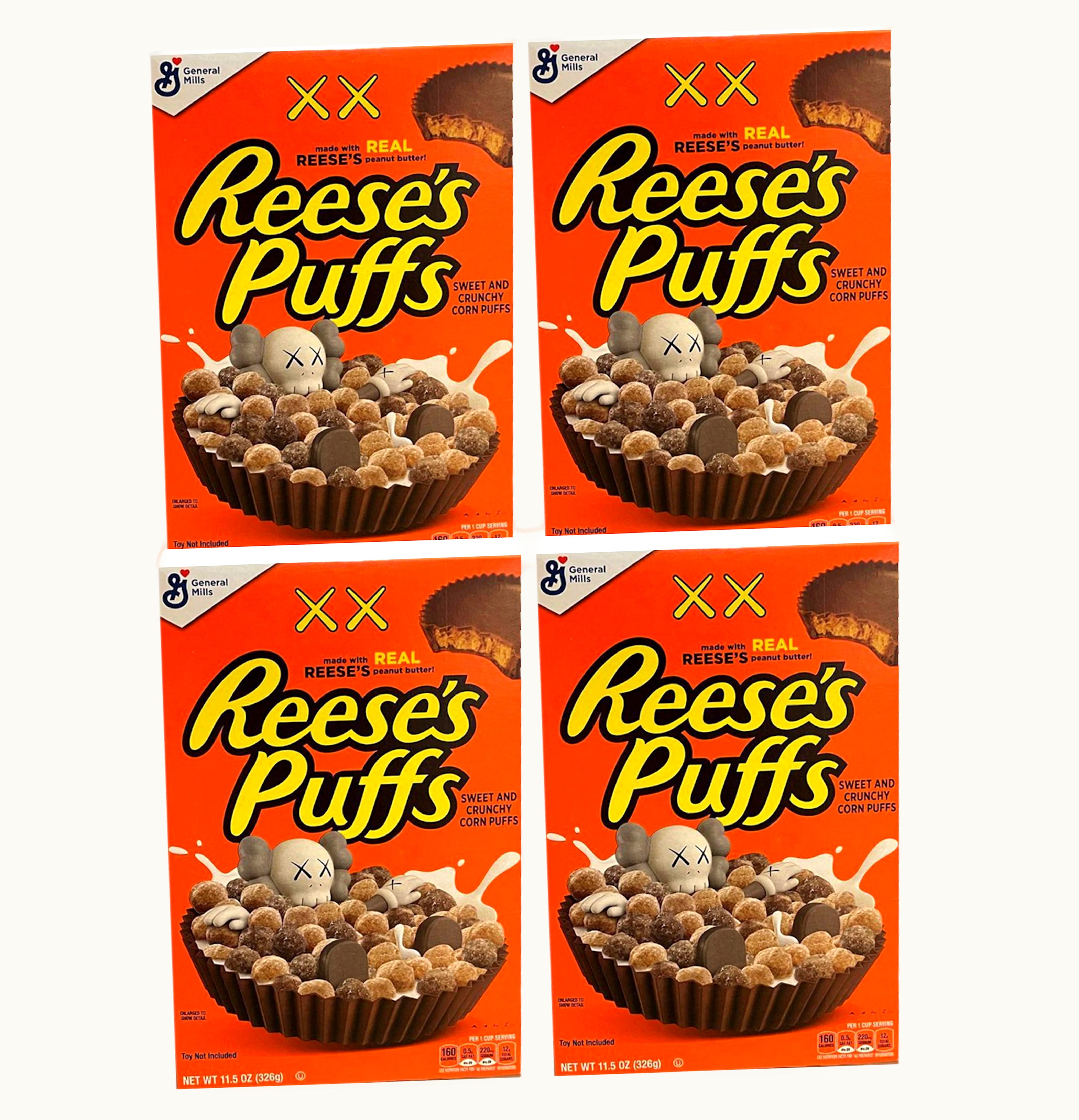 KAWS KAWS x Reeses Puffs Cereal 4x Lot Not Fit For Human Consumption