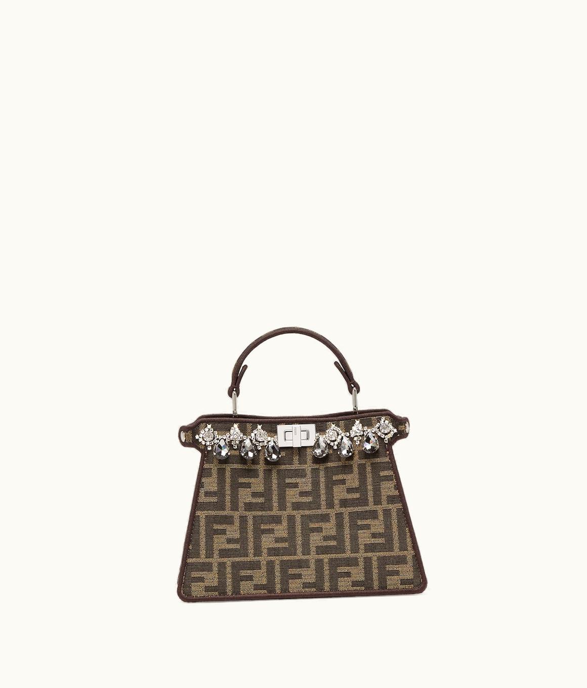 Fendi Fendi Peekaboo Iseeu Petite - Jacquard FF Fabric Bag With Crystals