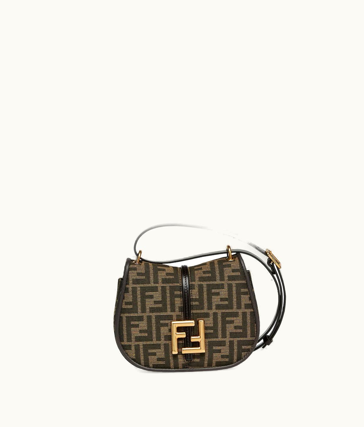 Fendi Fendi C’mon Small - Brown FF Jacquard Fabric Bag