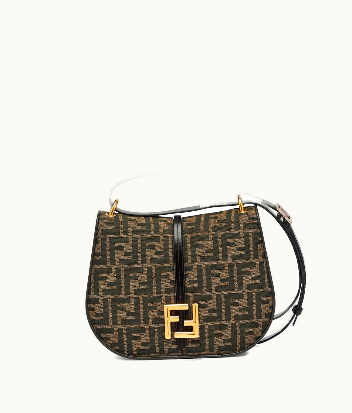 Fendi Fendi C’mon Medium - Brown FF Jacquard Fabric And Leather Bag