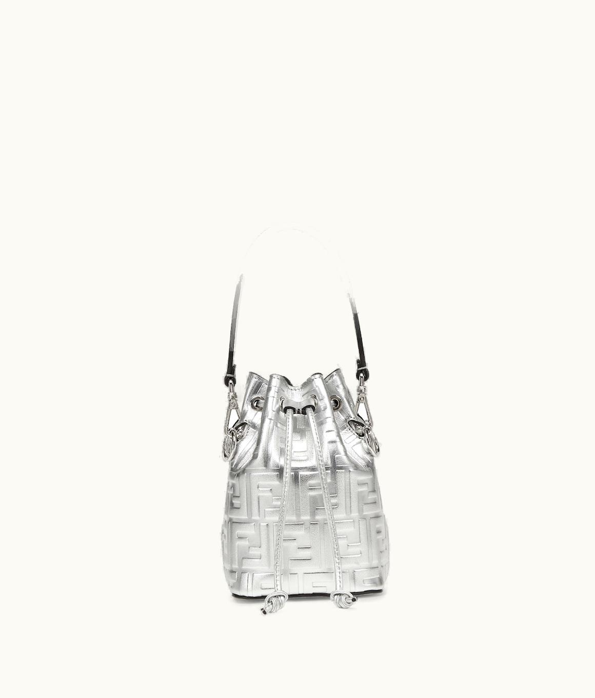 Fendi Fendi Mon Tresor - Silver Leather Mini Bag With FF Motif