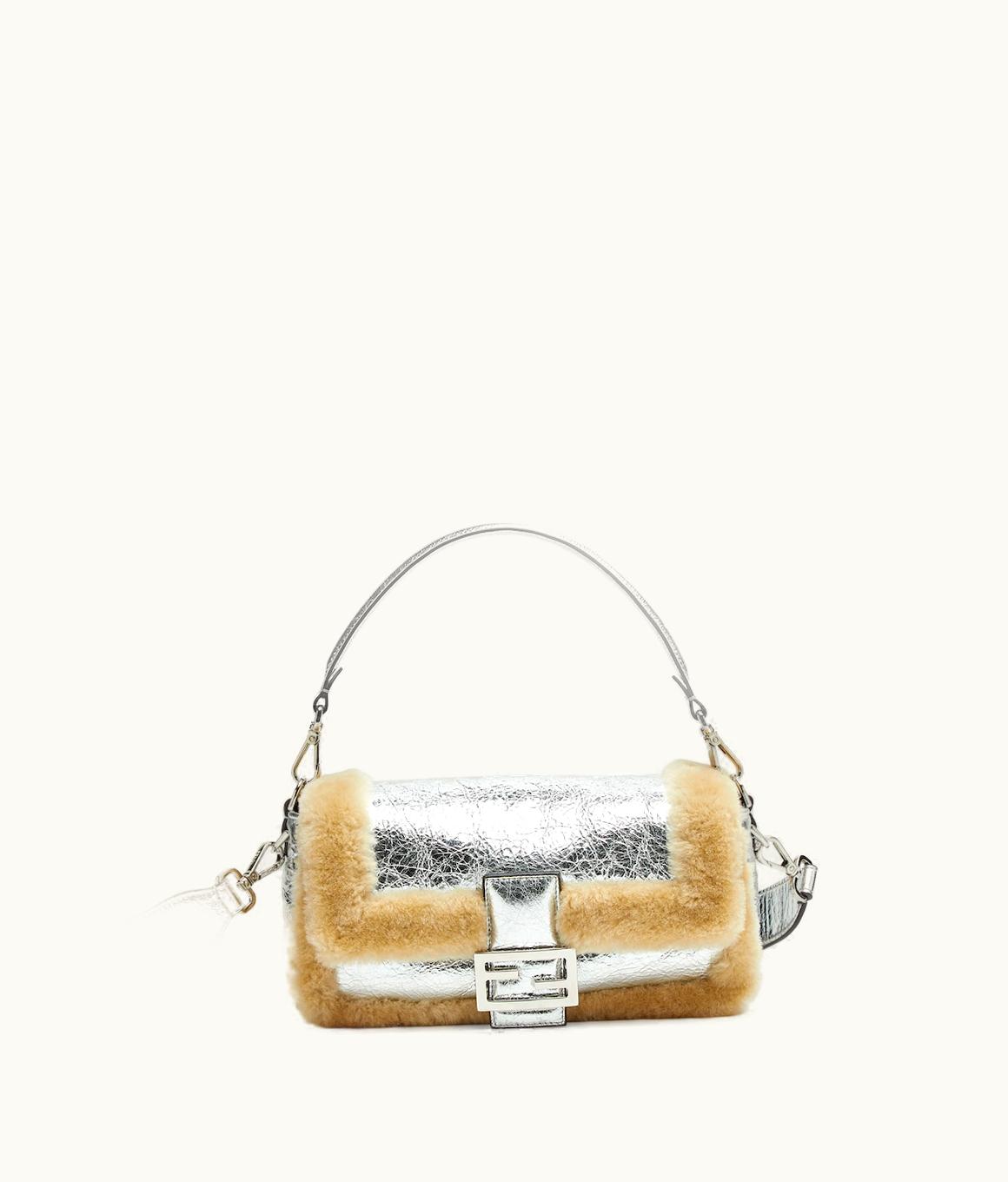 Fendi Fendi Baguette - Craquelé Silver Sheepskin Bag