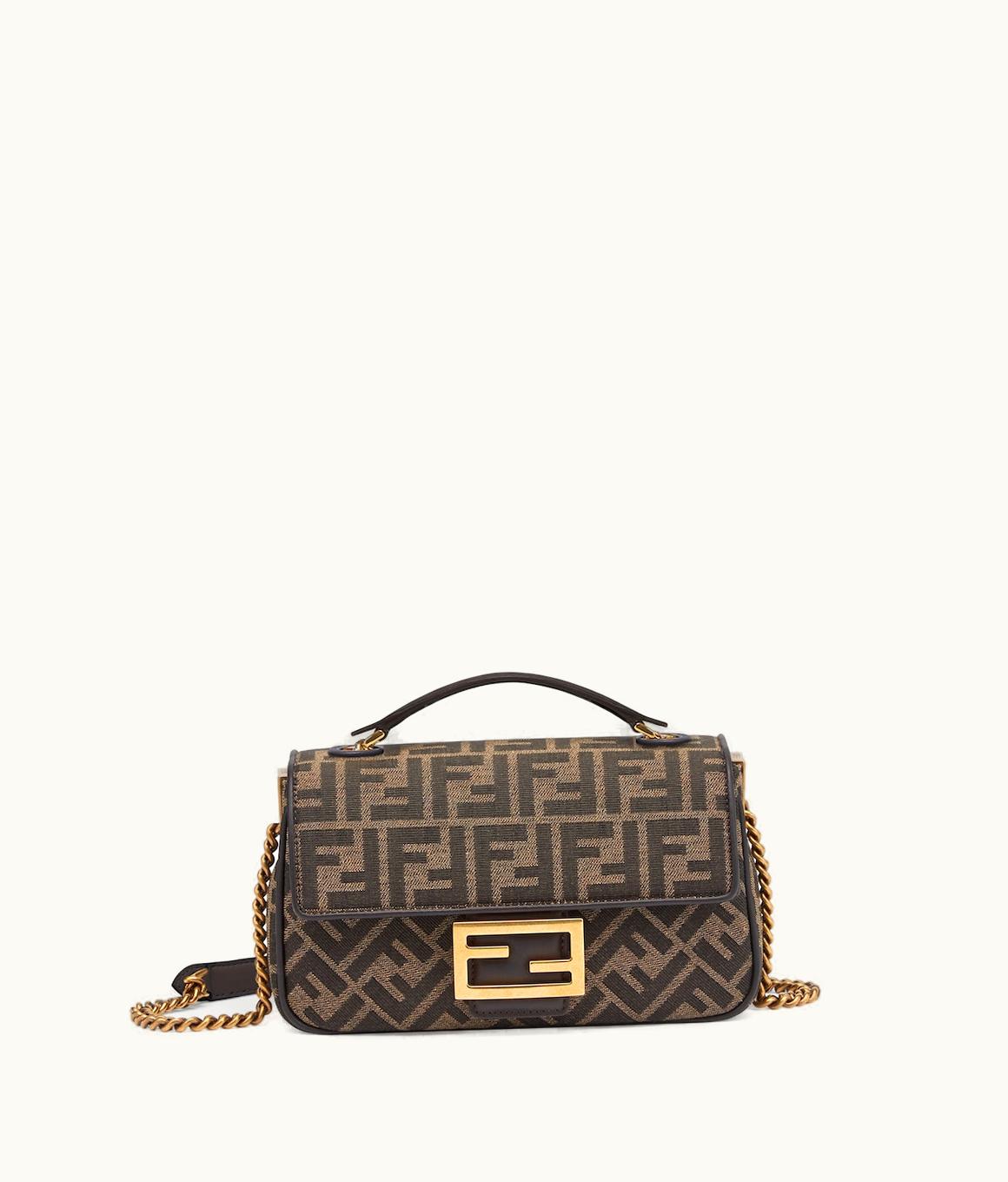 Fendi Fendi Baguette Chain Midi - FF Jacquard Fabric Bag