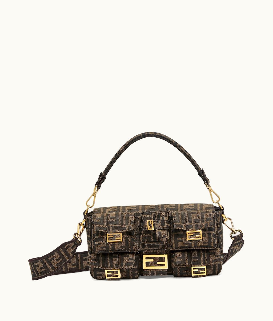 Fendi Fendi Multipocket Baguette - Brown FF Jacquard Fabric Bag