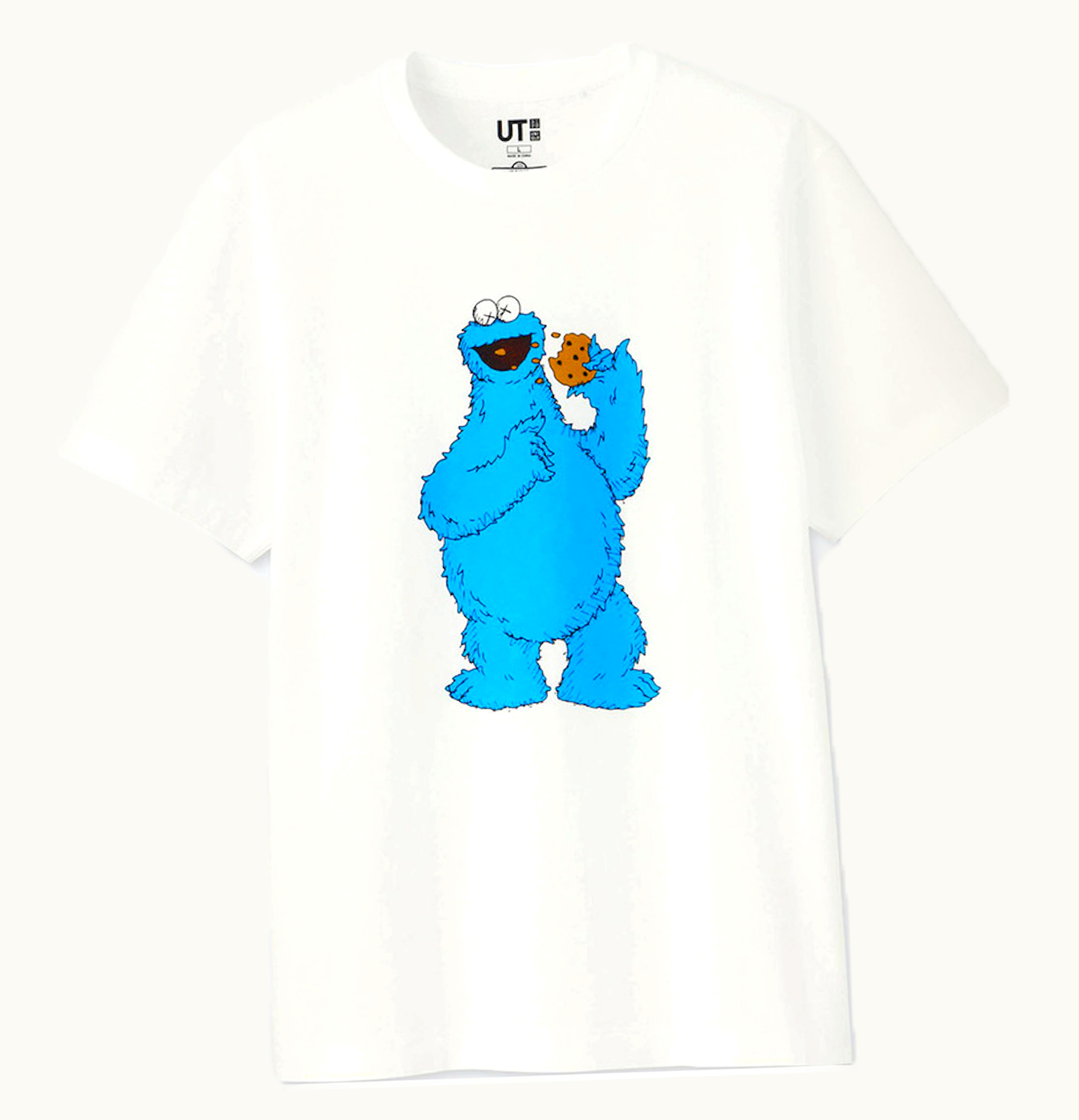 KAWS KAWS x Uniqlo x Sesame Street Cookie Monster Tee US Sizing White