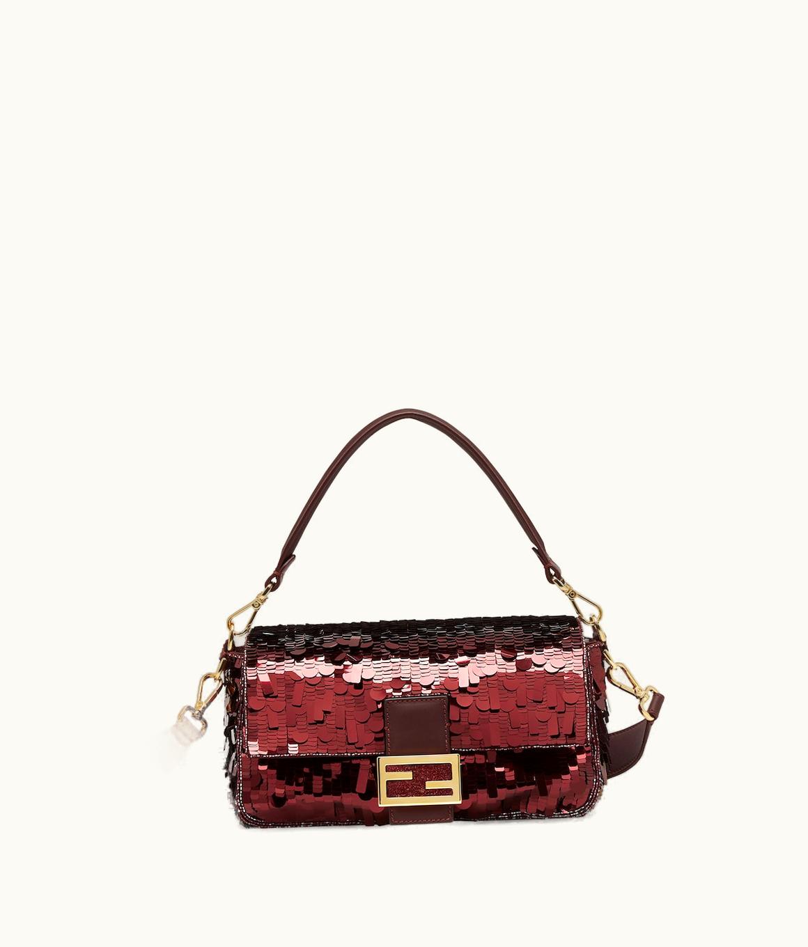 Fendi Fendi Baguette - Burgundy Leather And Sequin Bag