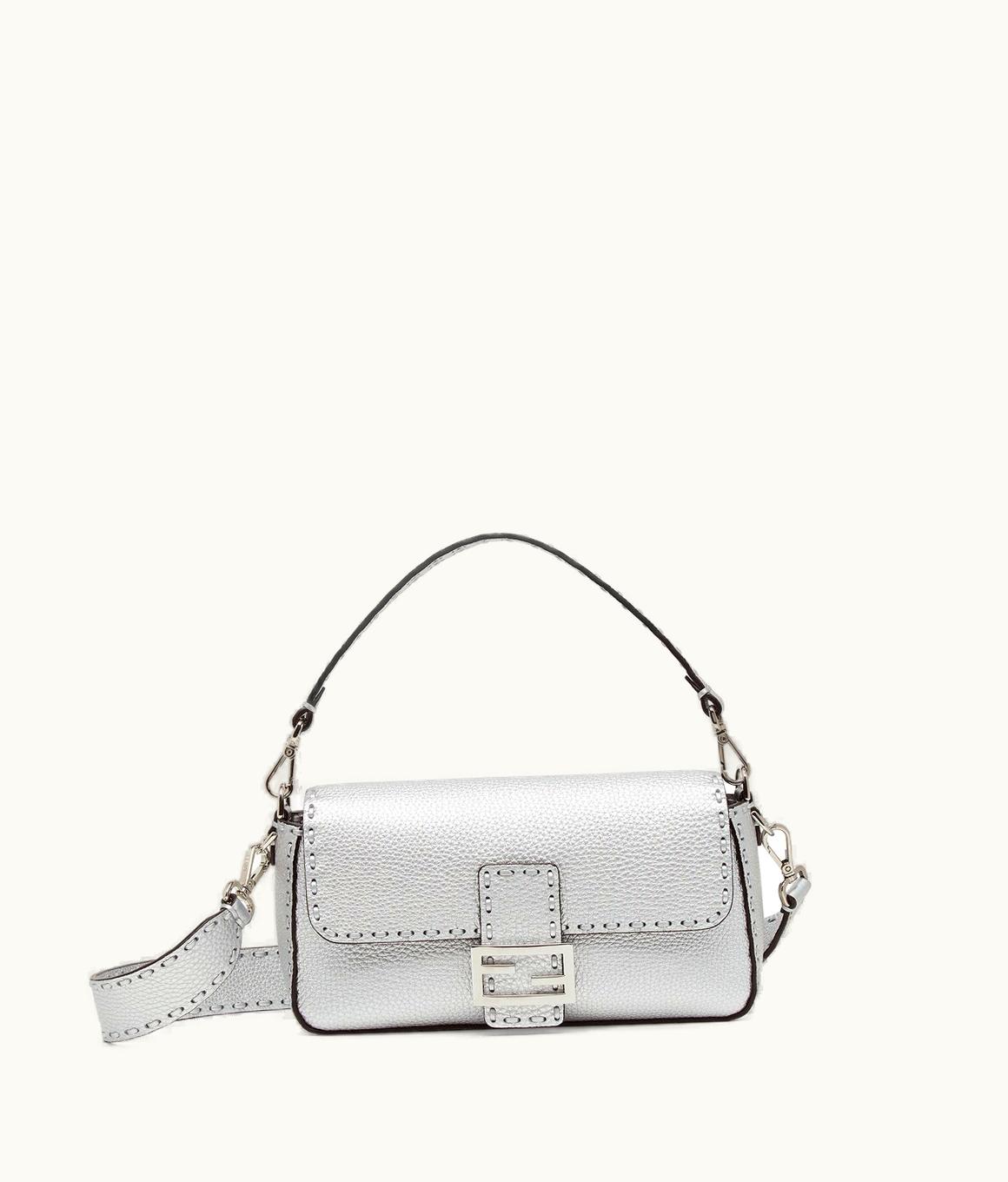Fendi Fendi Baguette - Silver Selleria Bag With Oversized Topstitching