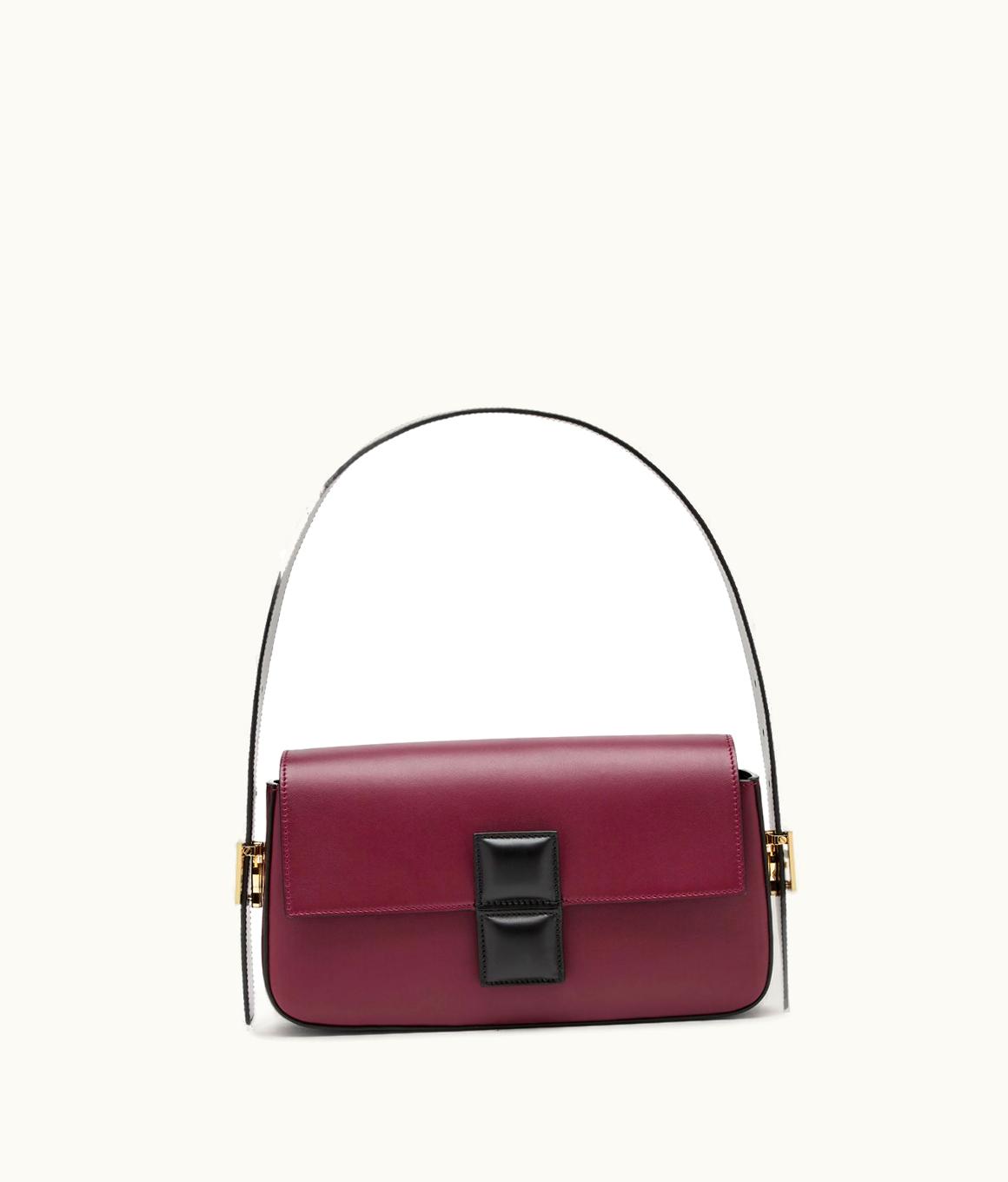 Fendi Fendi Baguette - Burgundy And Black Color-Block Leather Bag
