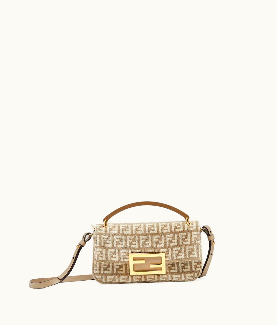 Fendi Fendi Baguette Phone Pouch - Dove Gray Tapestry Fabric Pouch With FF Motif