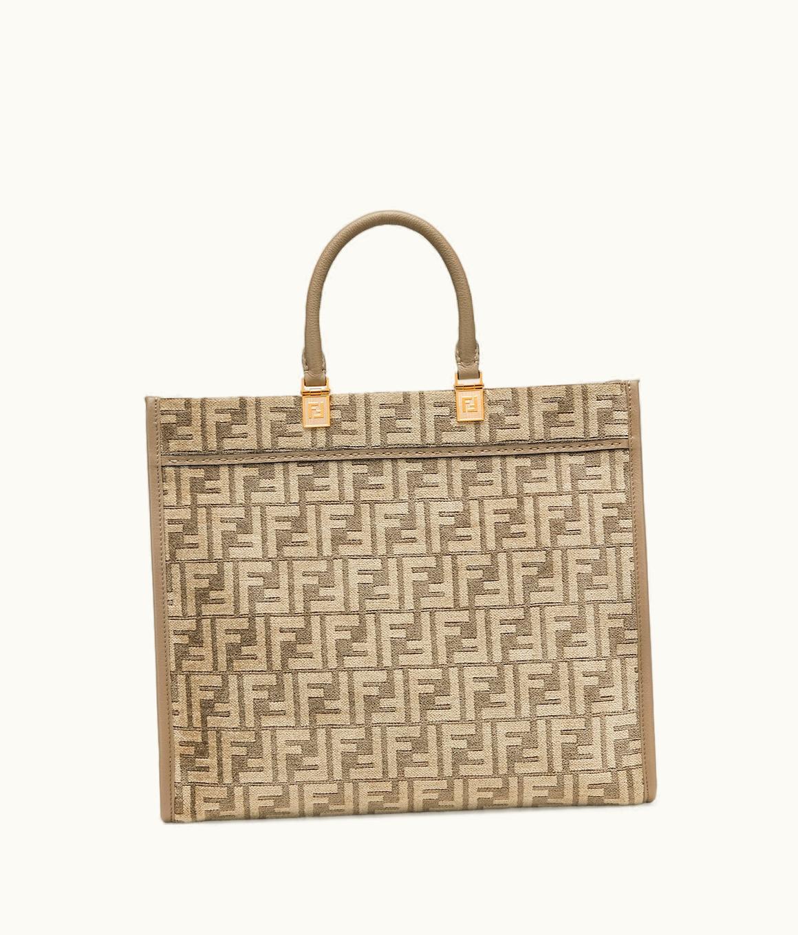 Fendi Fendi Sunshine Medium - Dove Gray Tapestry Shopper Bag With FF Motif