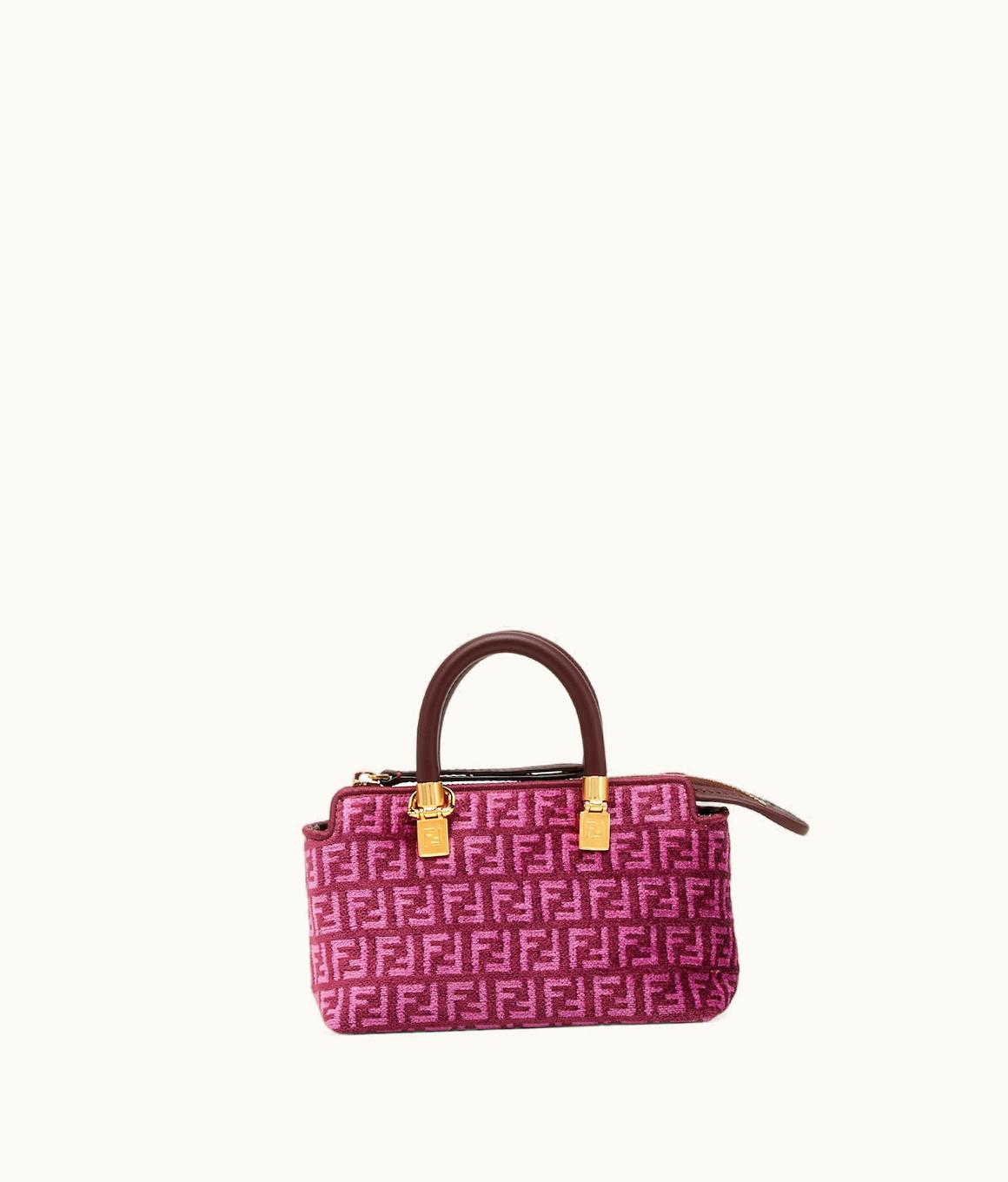 Fendi Fendi By The Way Mini - Pink Tapestry Fabric Pouch With FF Motif