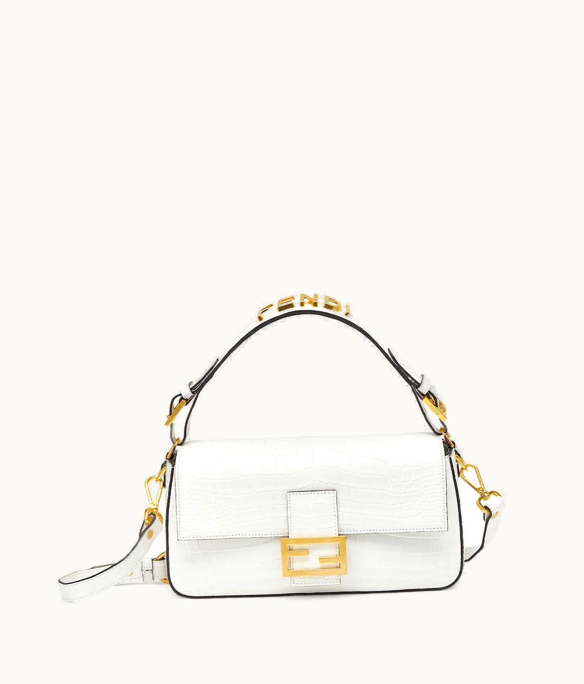 Fendi Fendi Baguette - Ice-white Crocodile Leather Bag