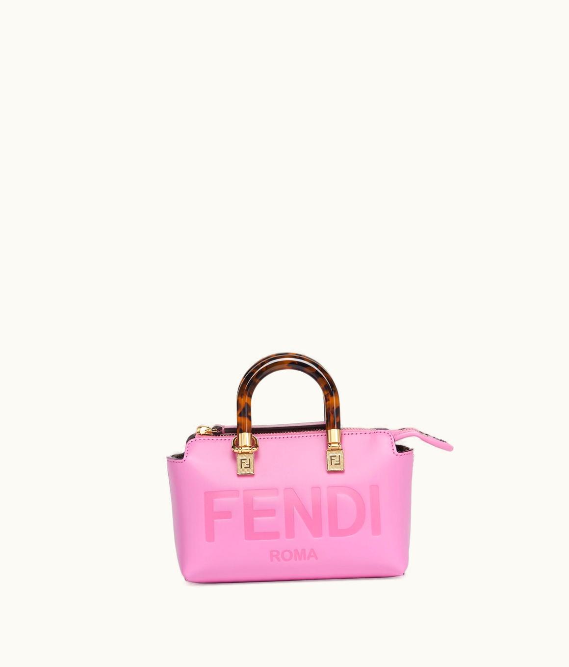 Fendi Fendi Pilati By The Way Mini Pink Leather Boston Bag