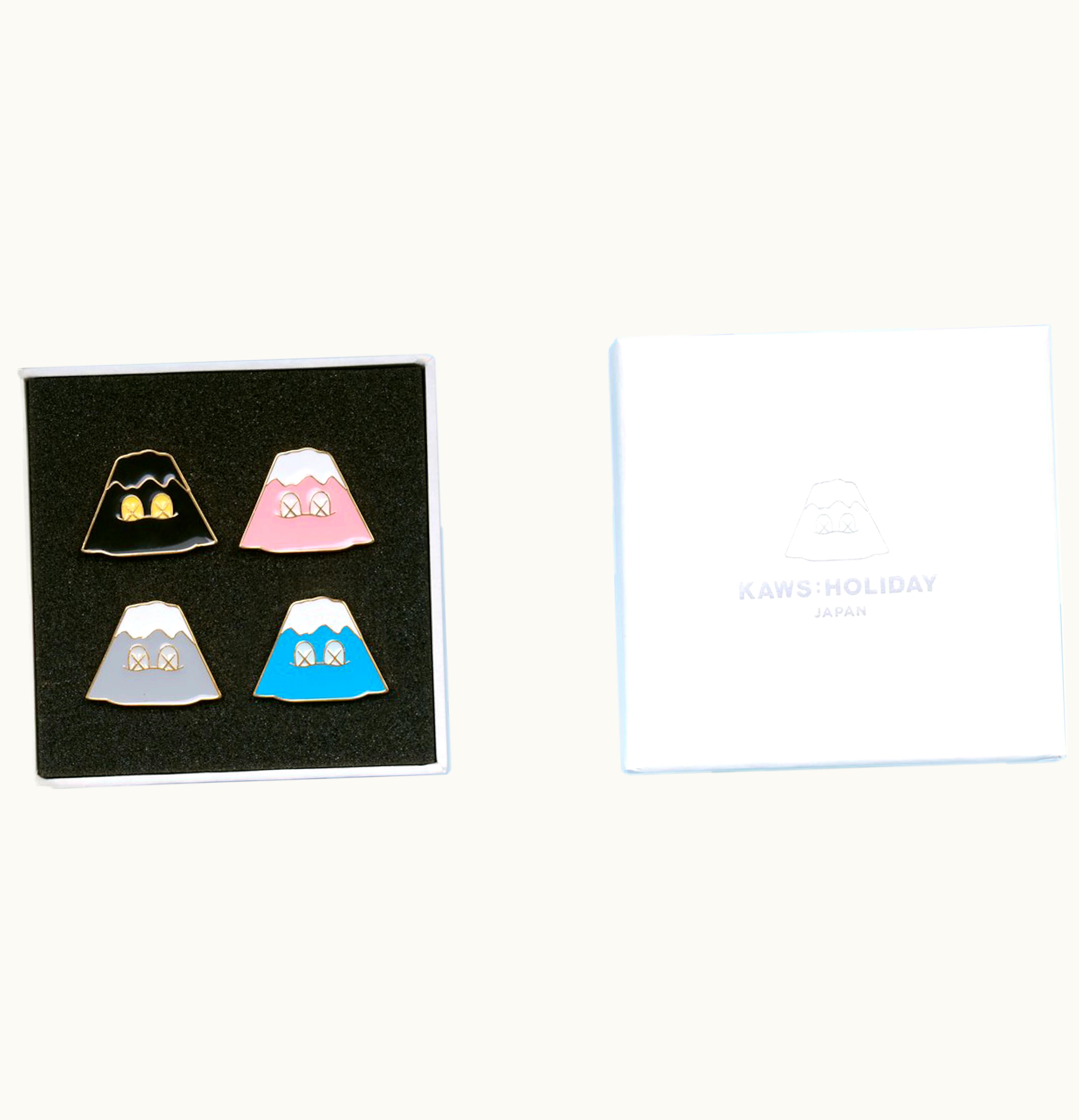 KAWS KAWS HOLIDAY JAPAN Mount Fuji Pins Set of 4 Multicolor
