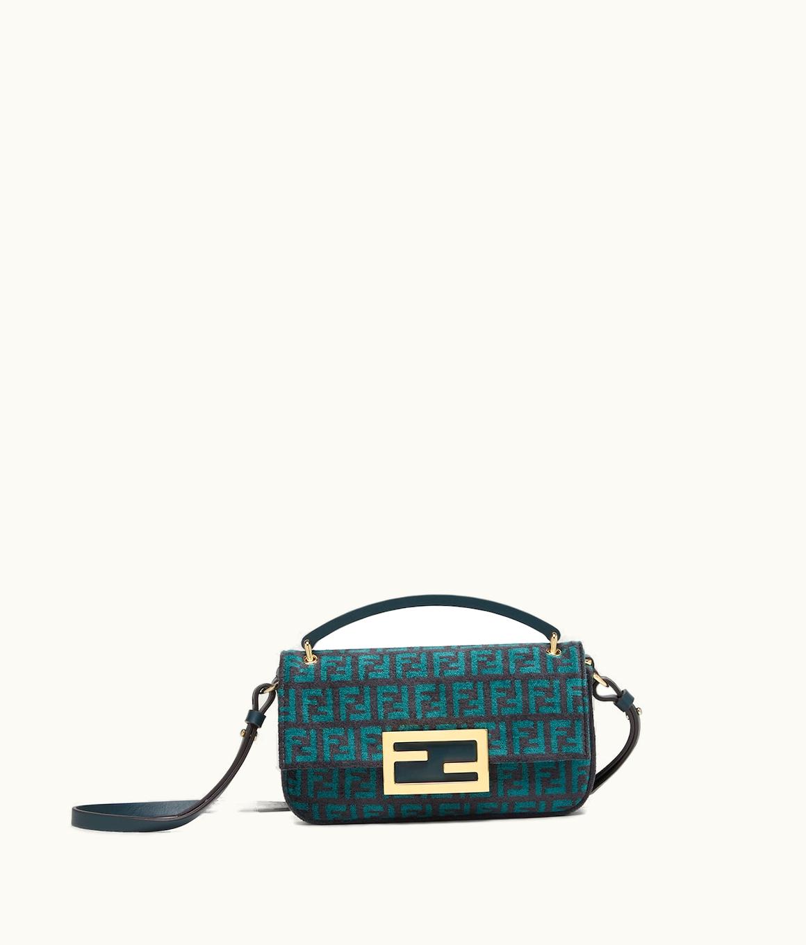 Fendi Fendi Baguette Phone Pouch - Dark Green Tapestry Fabric Pouch With FF Motif