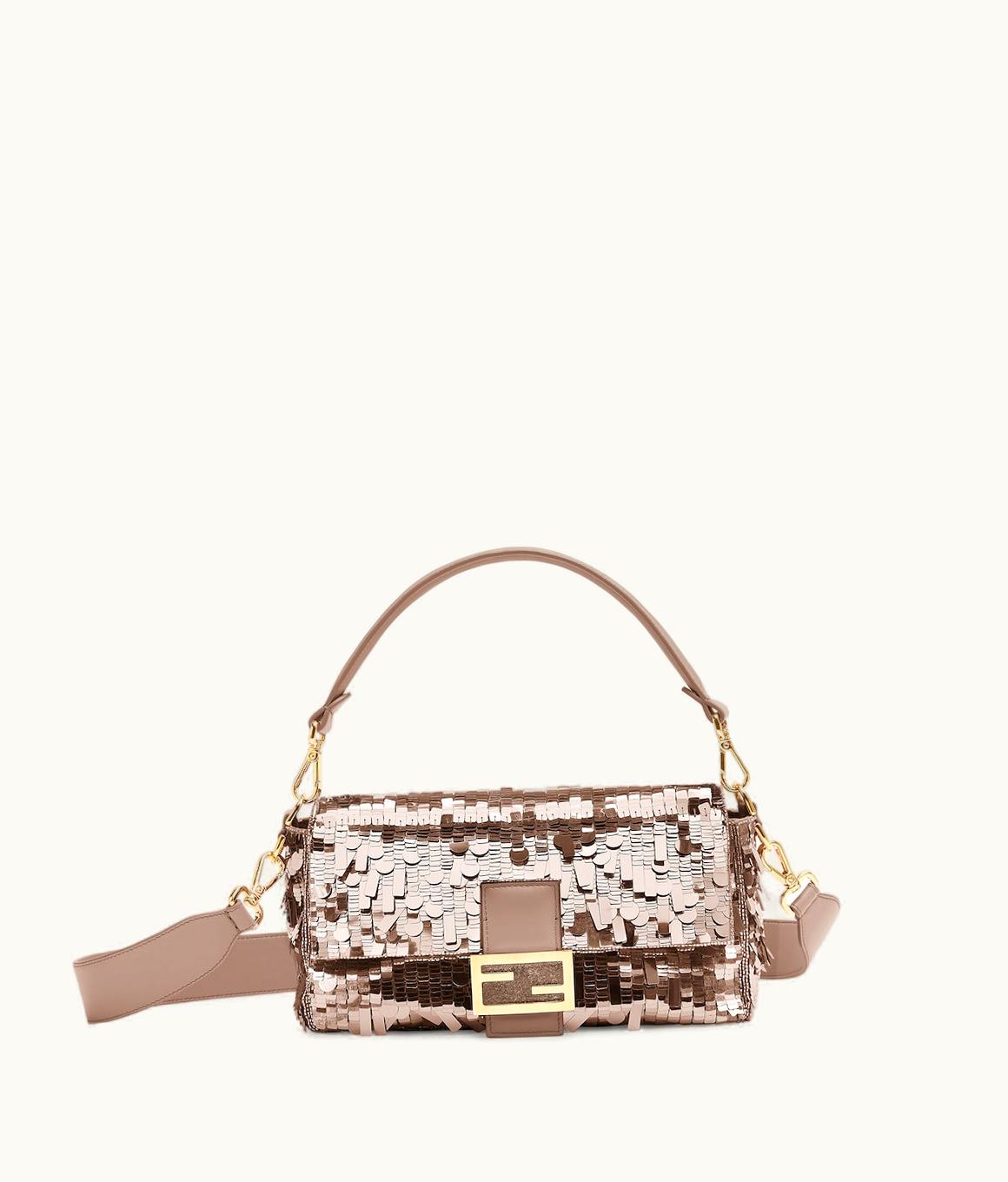 Fendi Fendi Baguette - Dove Gray Sequin And Leather Bag