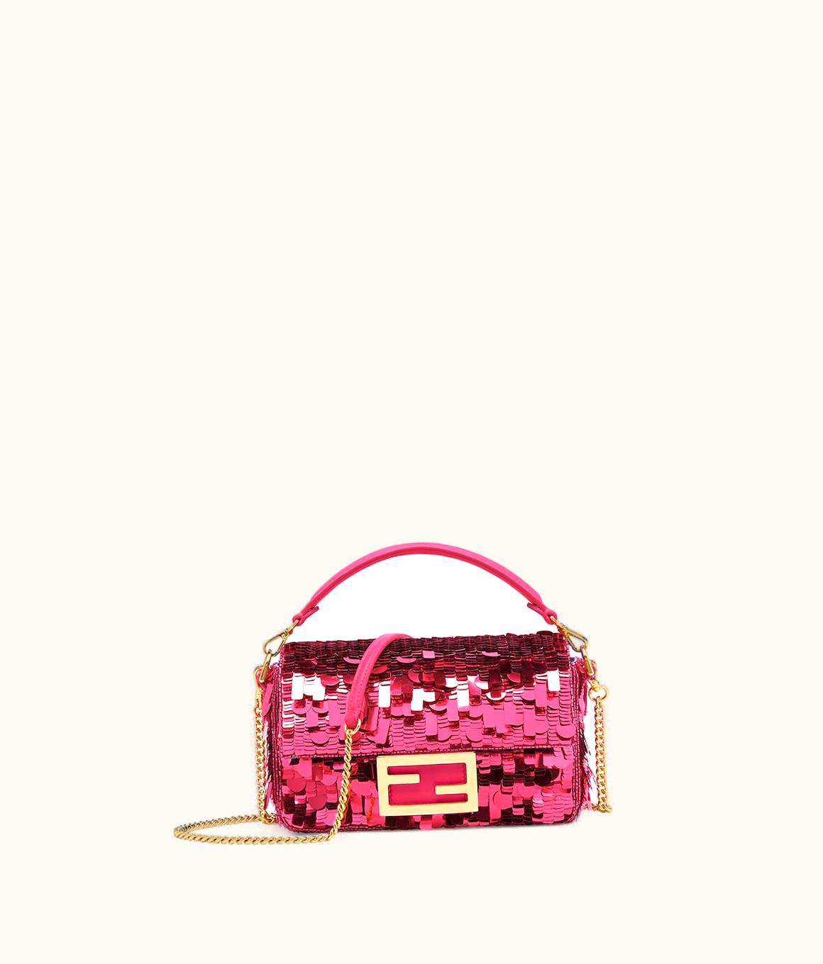Fendi Fendi Baguette Mini - Fuchsia Sequin And Leather Bag