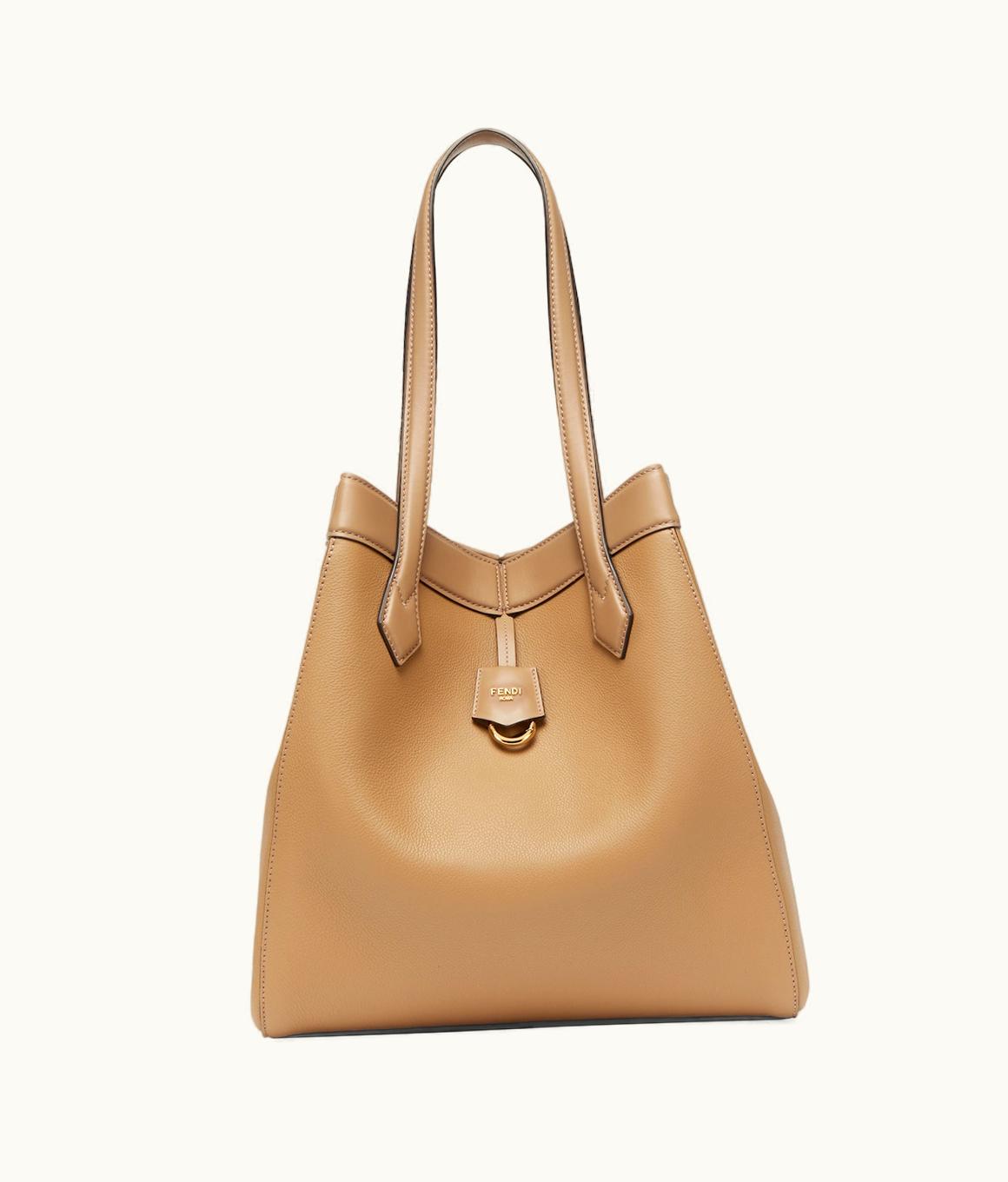 Fendi Fendi Origami Large - Sand-colored Leather Bag That Can Be Transformed