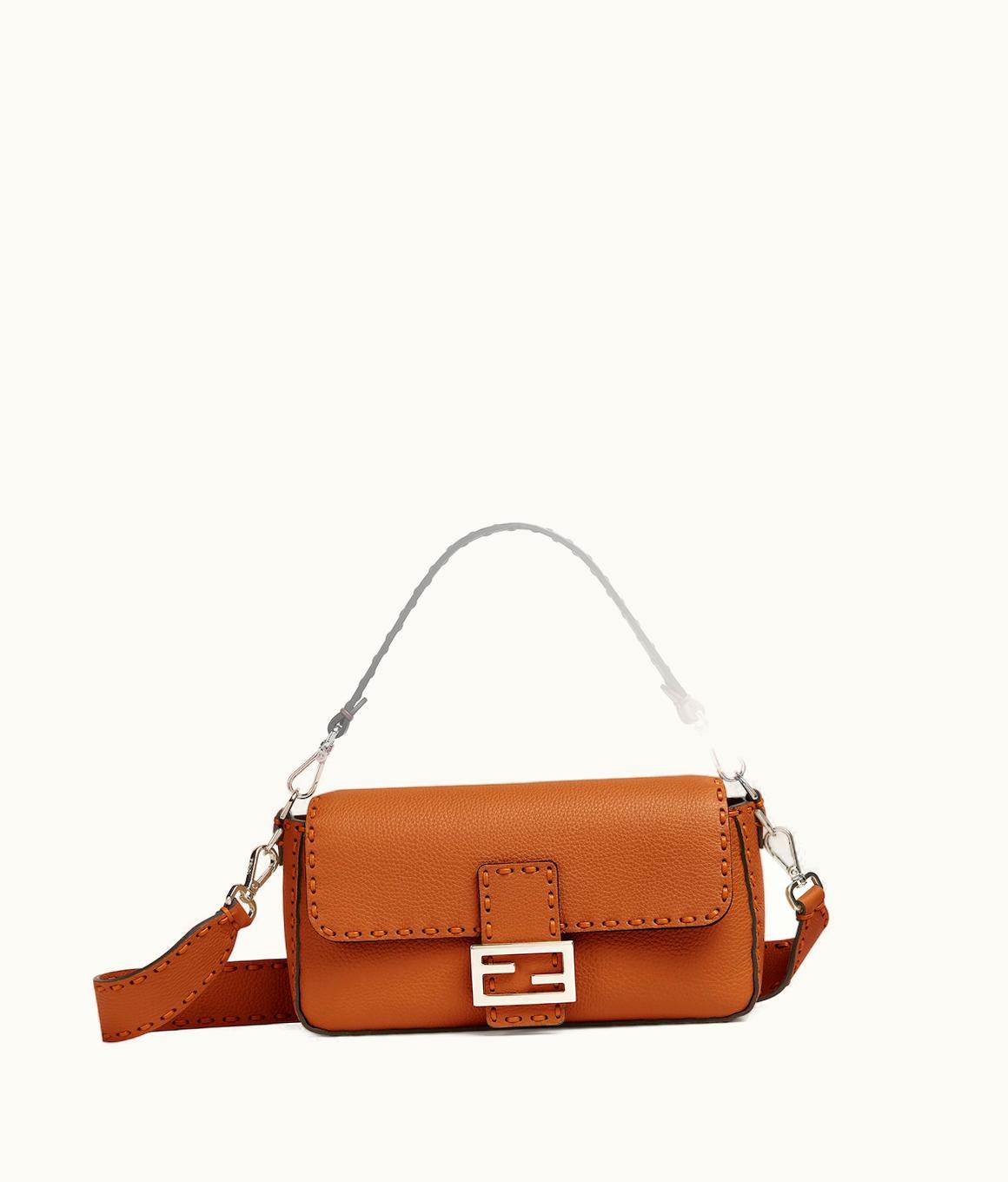 Fendi Fendi Baguette - Brown Selleria Bag With Oversized Topstitching