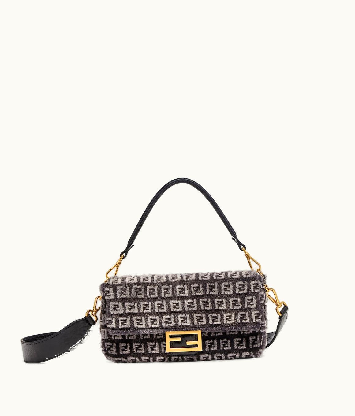 Fendi Fendi Baguette - Gray Mink Bag With FF Motif