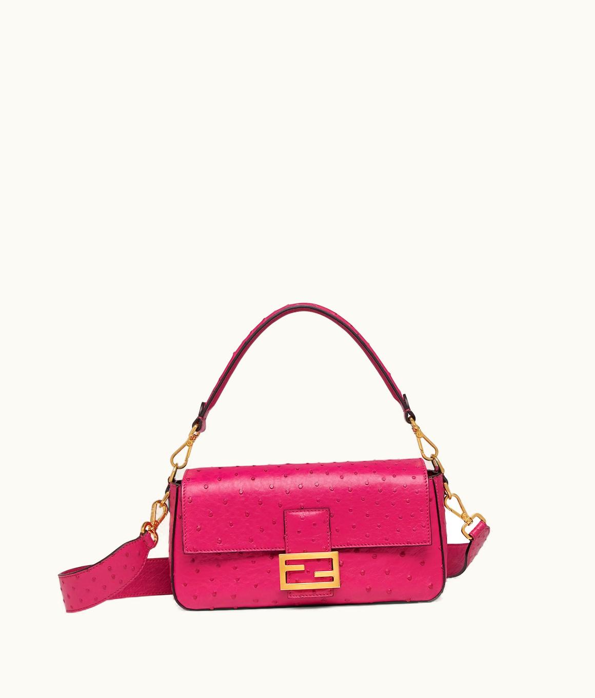 Fendi Fendi Baguette - Fuchsia Ostrich Leather Bag