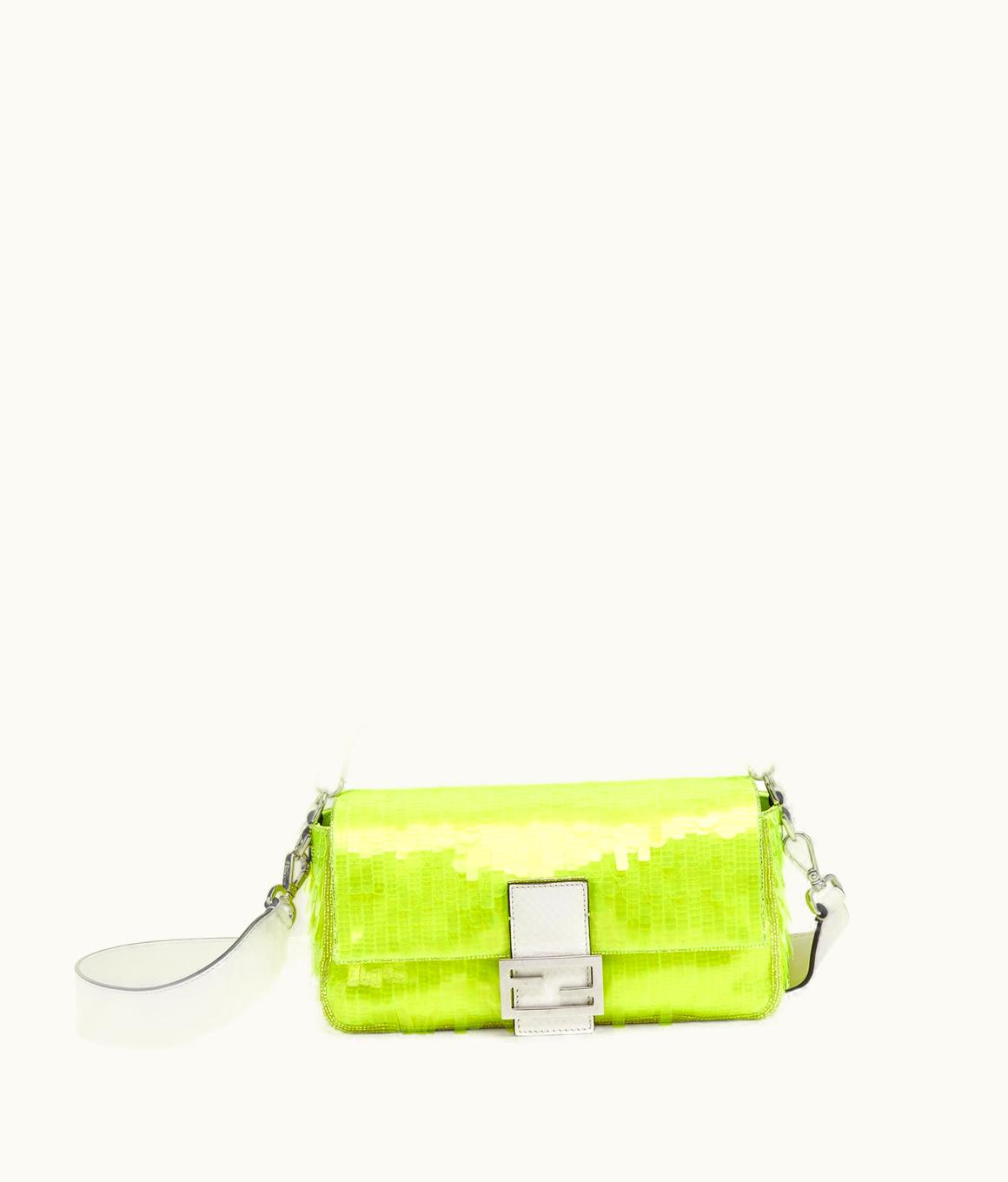 Fendi Fendi Baguette - Elaphe And Neon Yellow Sequin Bag