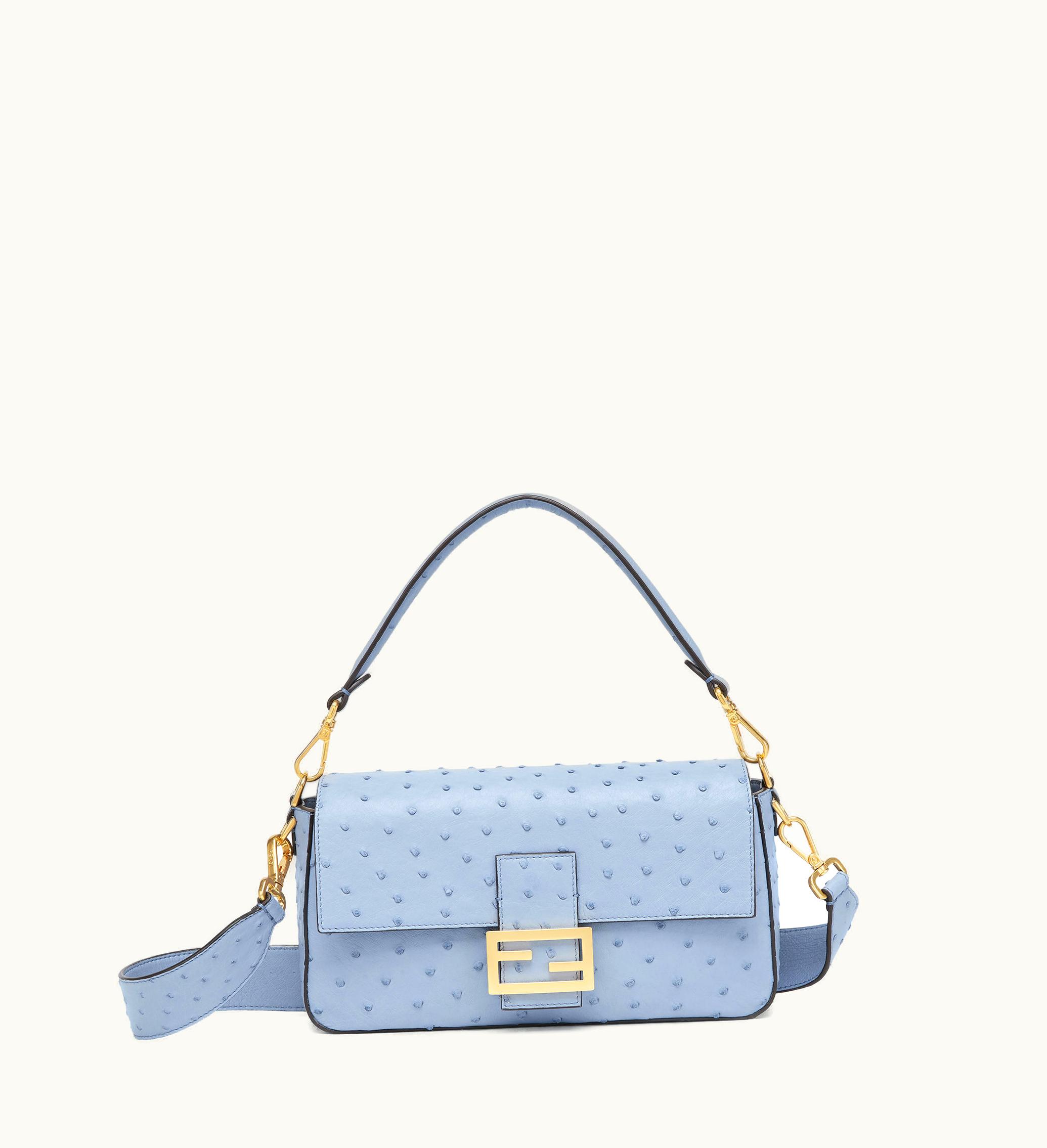 Fendi Fendi Baguette - Light Blue Ostrich Leather Bag