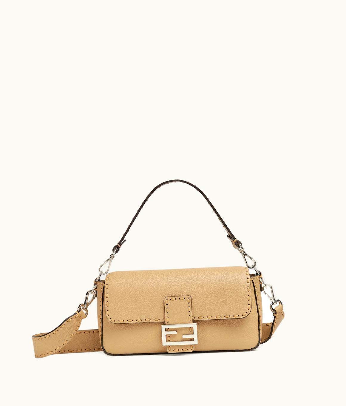 Fendi Fendi Baguette - Beige Selleria Bag With Oversize Topstitching