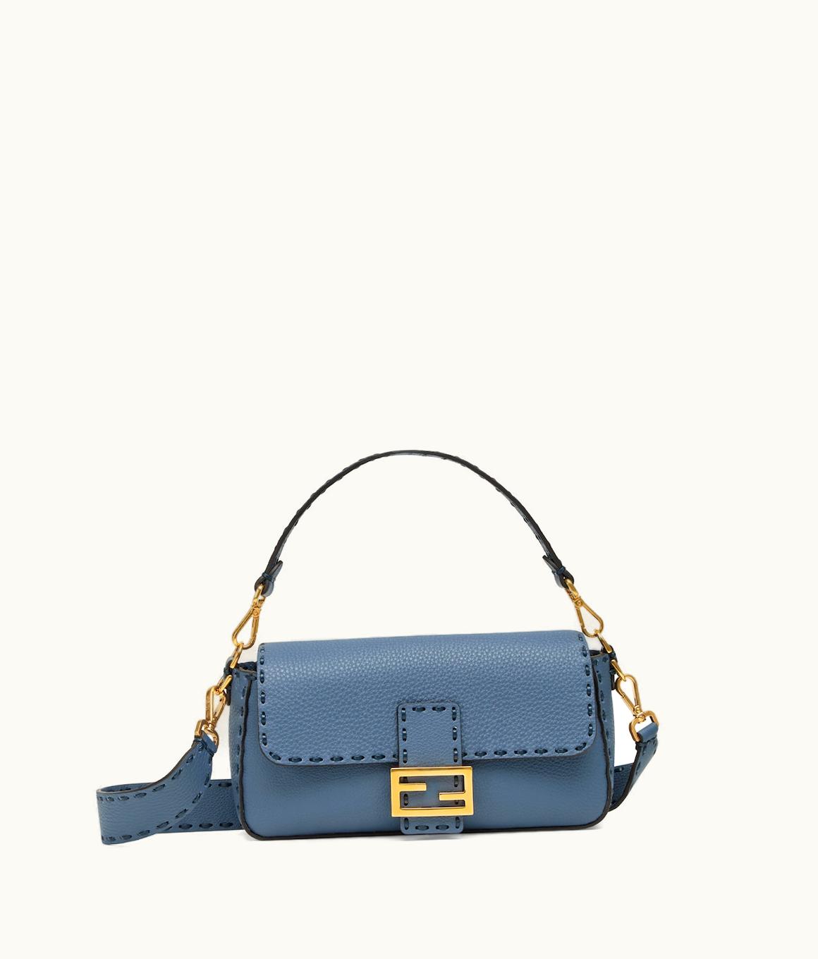 Fendi Fendi Baguette - Blue Selleria Bag With Oversize Topstitching
