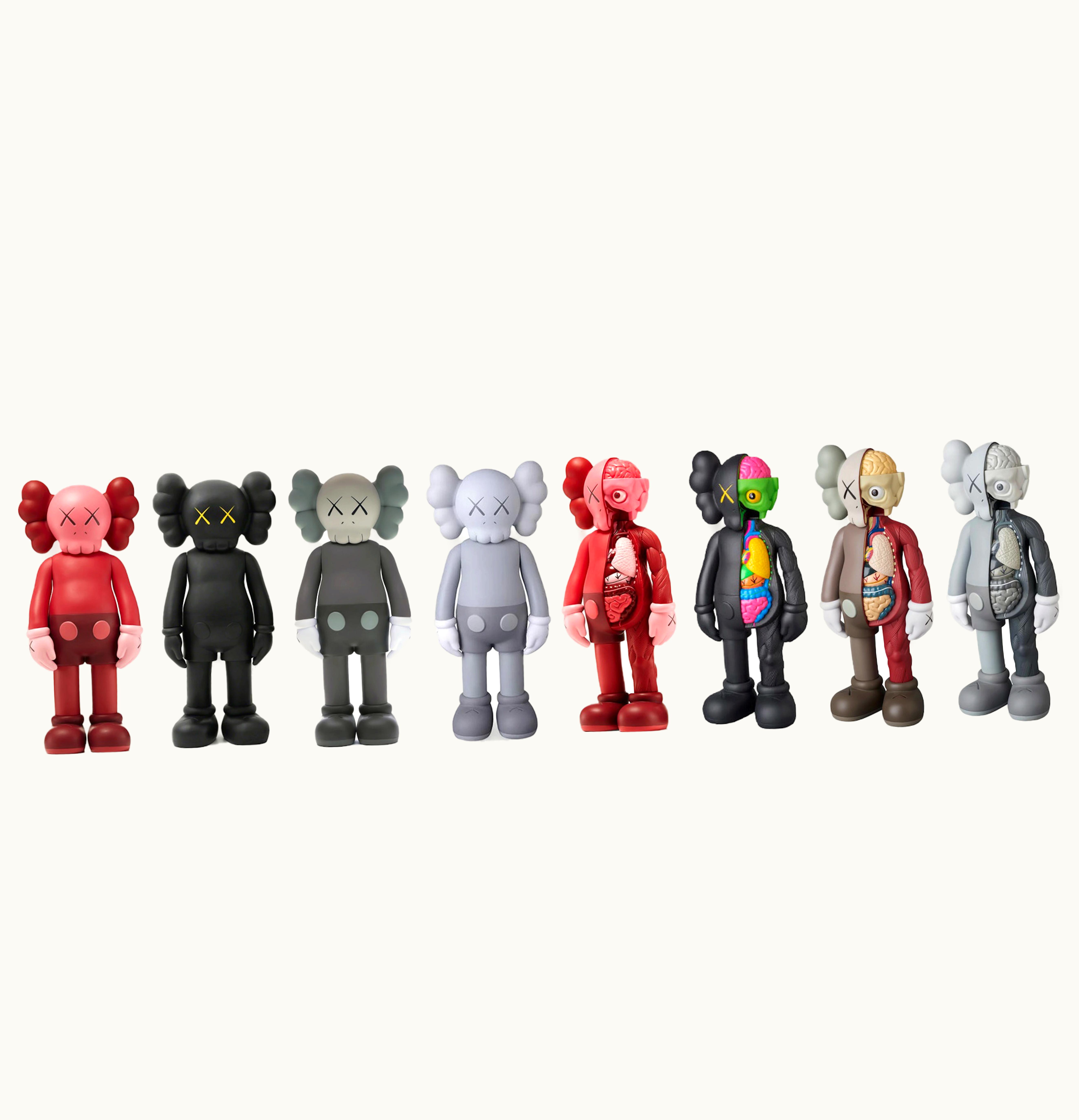 KAWS KAWS Companion Flayed Open Edition Companion Open Edition Vinyl Figure Black Blush Brown Grey Set