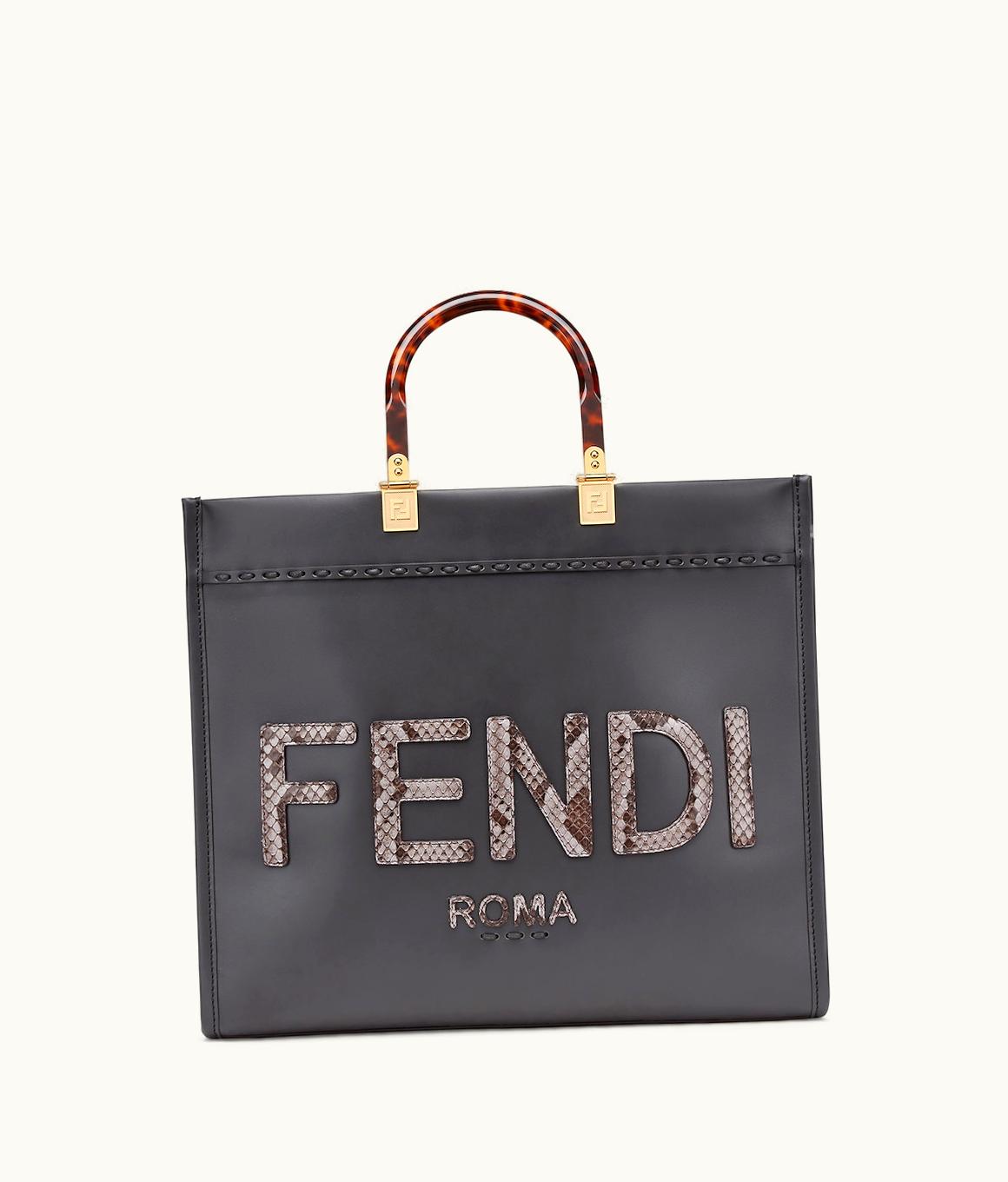 Fendi Fendi Sunshine Medium - Dark Gray Leather And Elaphe Shopper