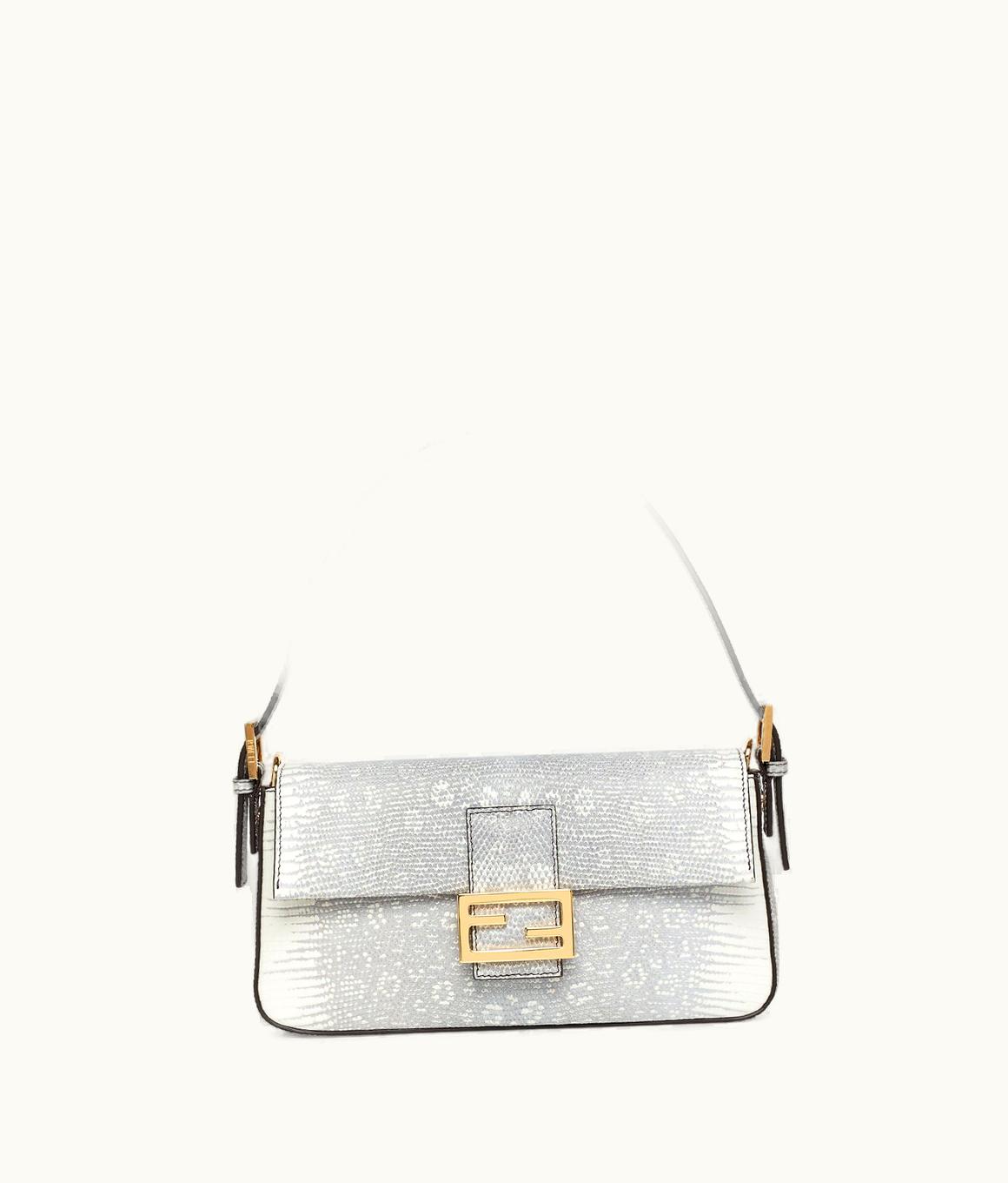 Fendi Fendi Baguette 1997 - White Lizard Leather Bag