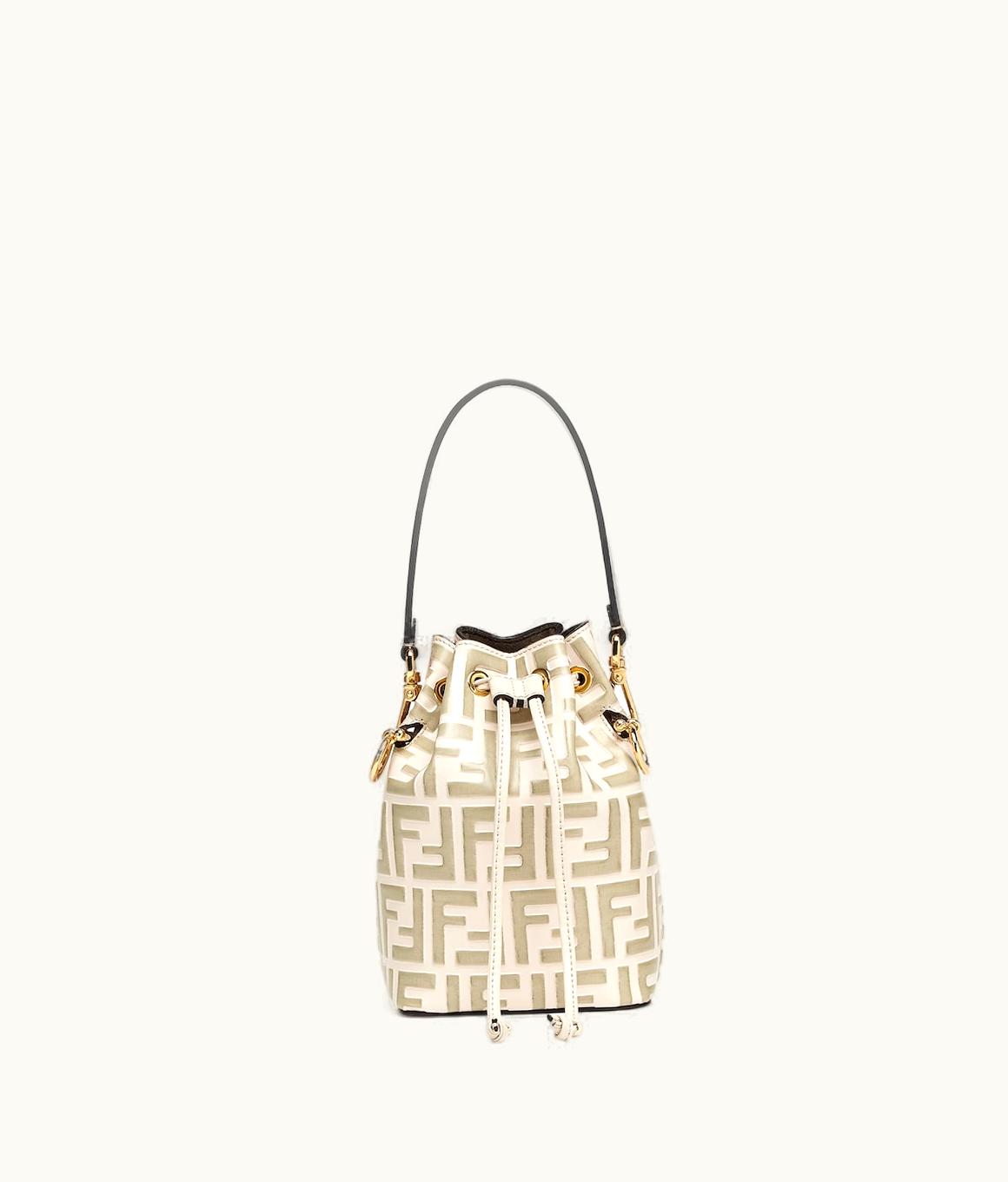 Fendi Fendi Small Mon Tresor Bucket Bag - Beige Leather with Light Green FF Motif