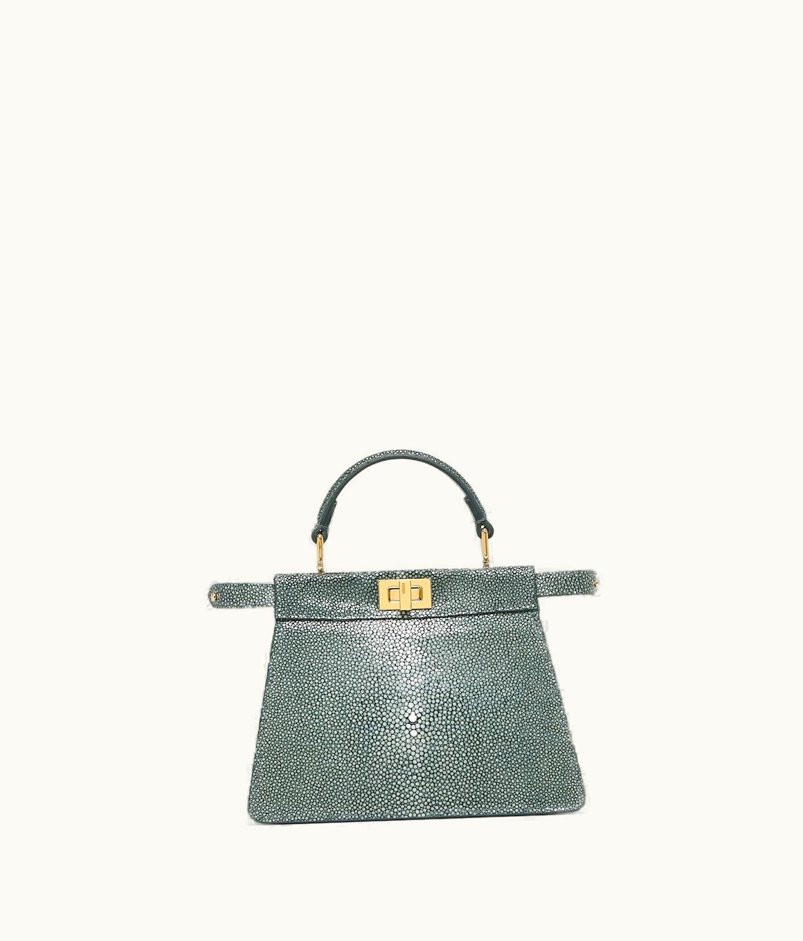 Fendi Fendi Peekaboo Iseeu Petite - Dark Green Stingray Leather Bag