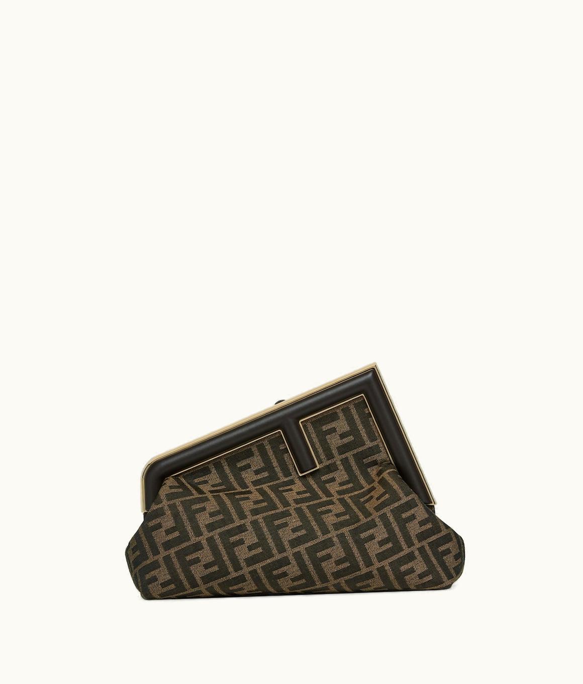 Fendi Fendi First Midi - Brown FF Jacquard Fabric Bag