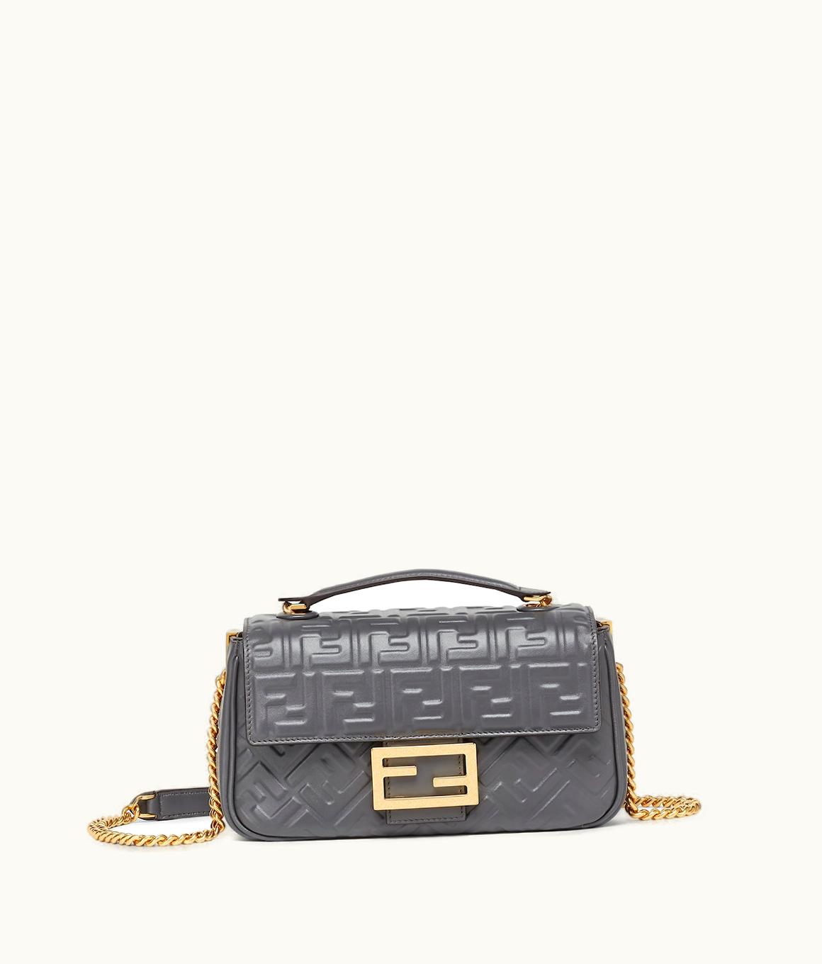 Fendi Fendi Baguette Chain Midi - Dark Gray Leather Bag