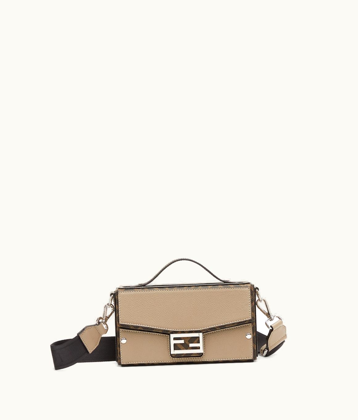 Fendi Fendi Soft Trunk Baguette - Beige Leather And FF Fabric Bag