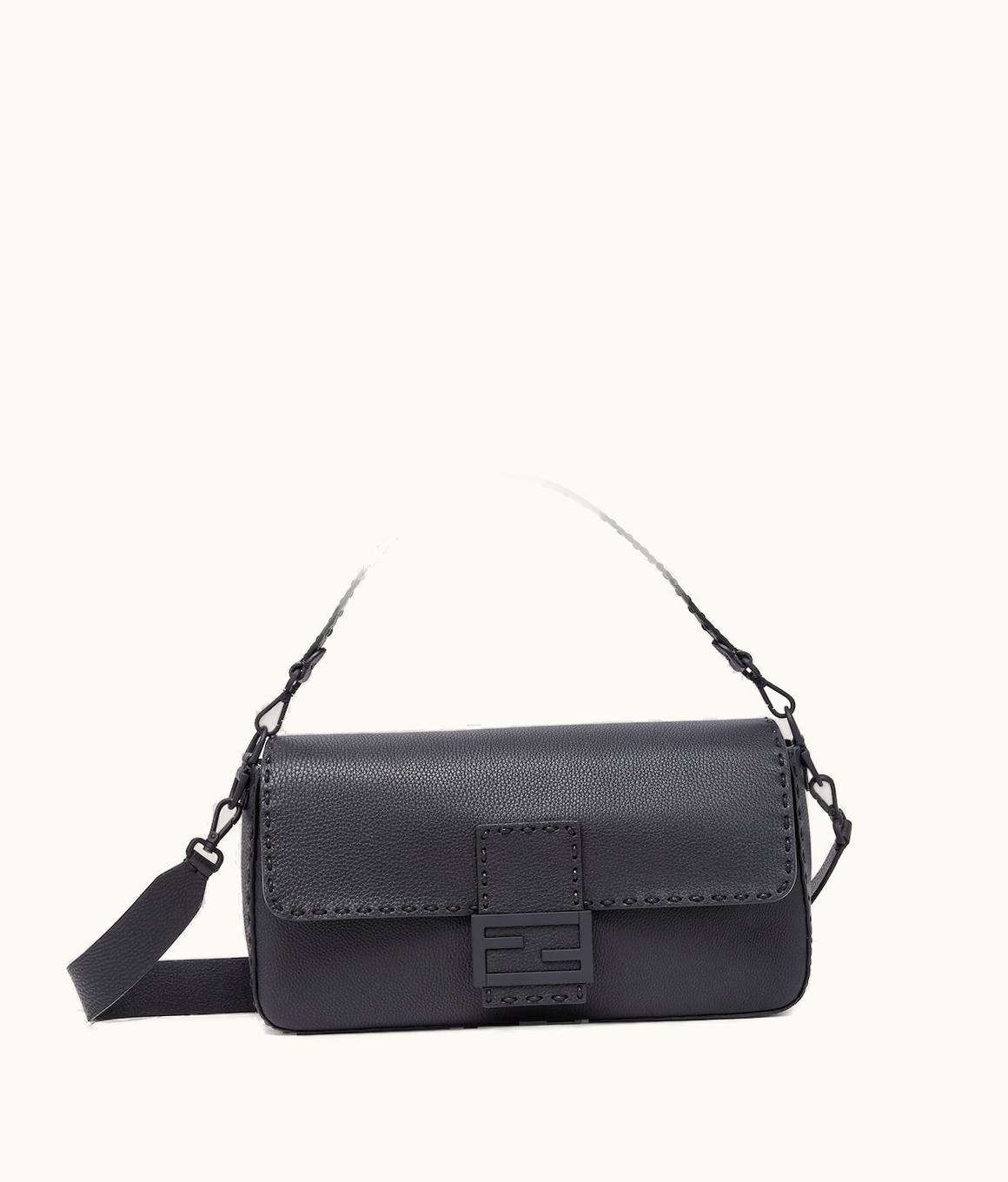 Fendi Fendi Selleria Maxi Baguette - Black Selleria Leather Bag
