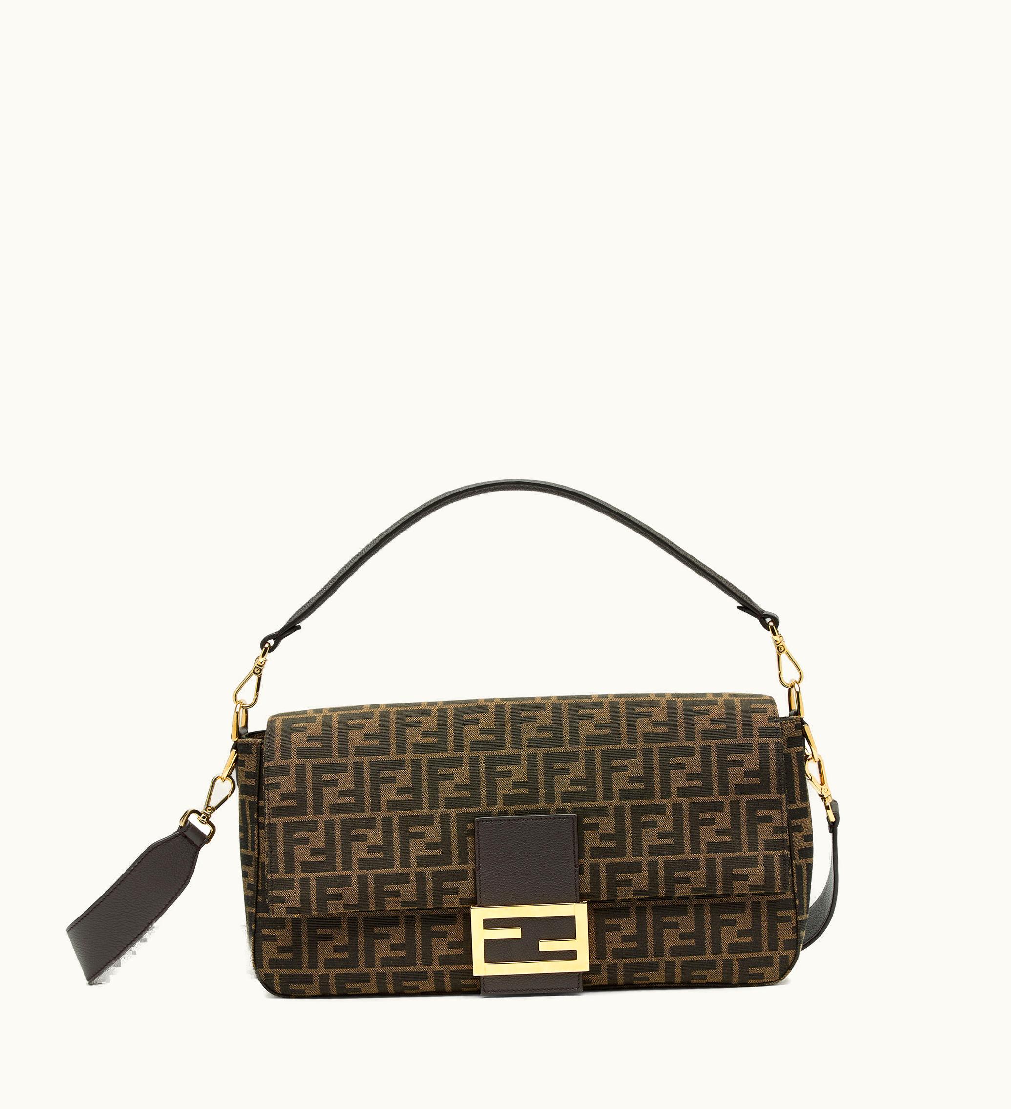 Fendi Fendi Maxi Baguette - Brown FF Fabric Bag