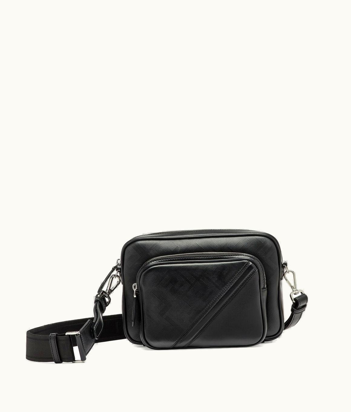 Fendi Fendi Shadow Diagonal Duo Camera Case - Black Leather Bag