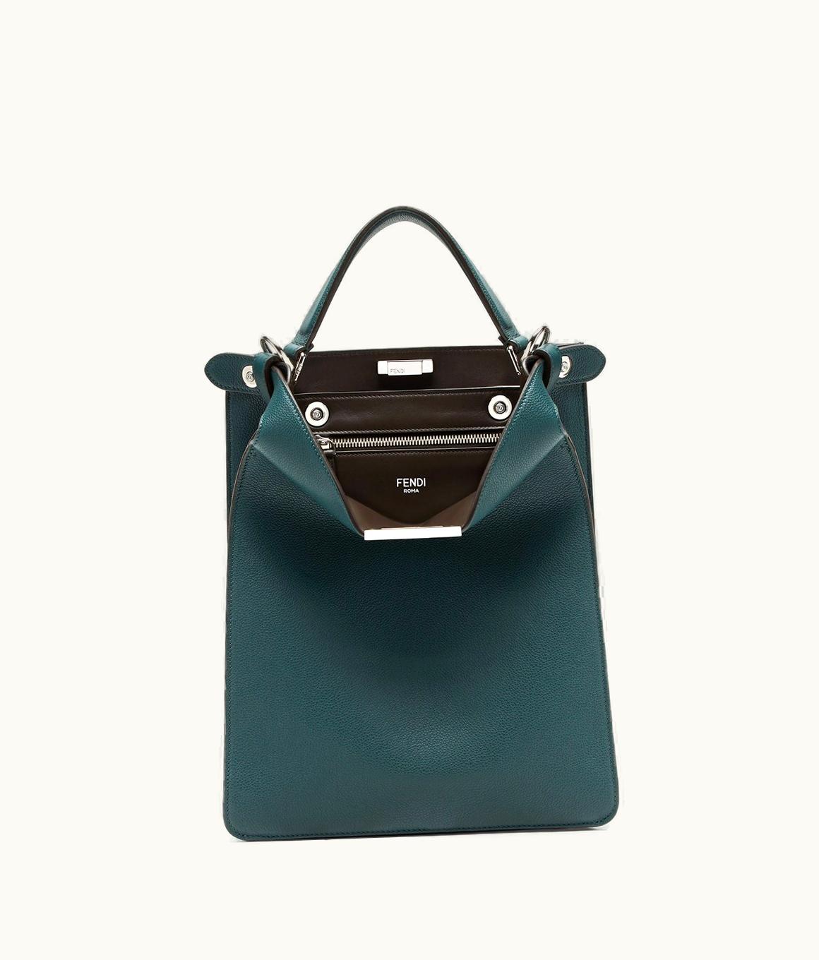 Fendi Fendi Peekaboo X-Lite Small - Dark Green Leather Bag