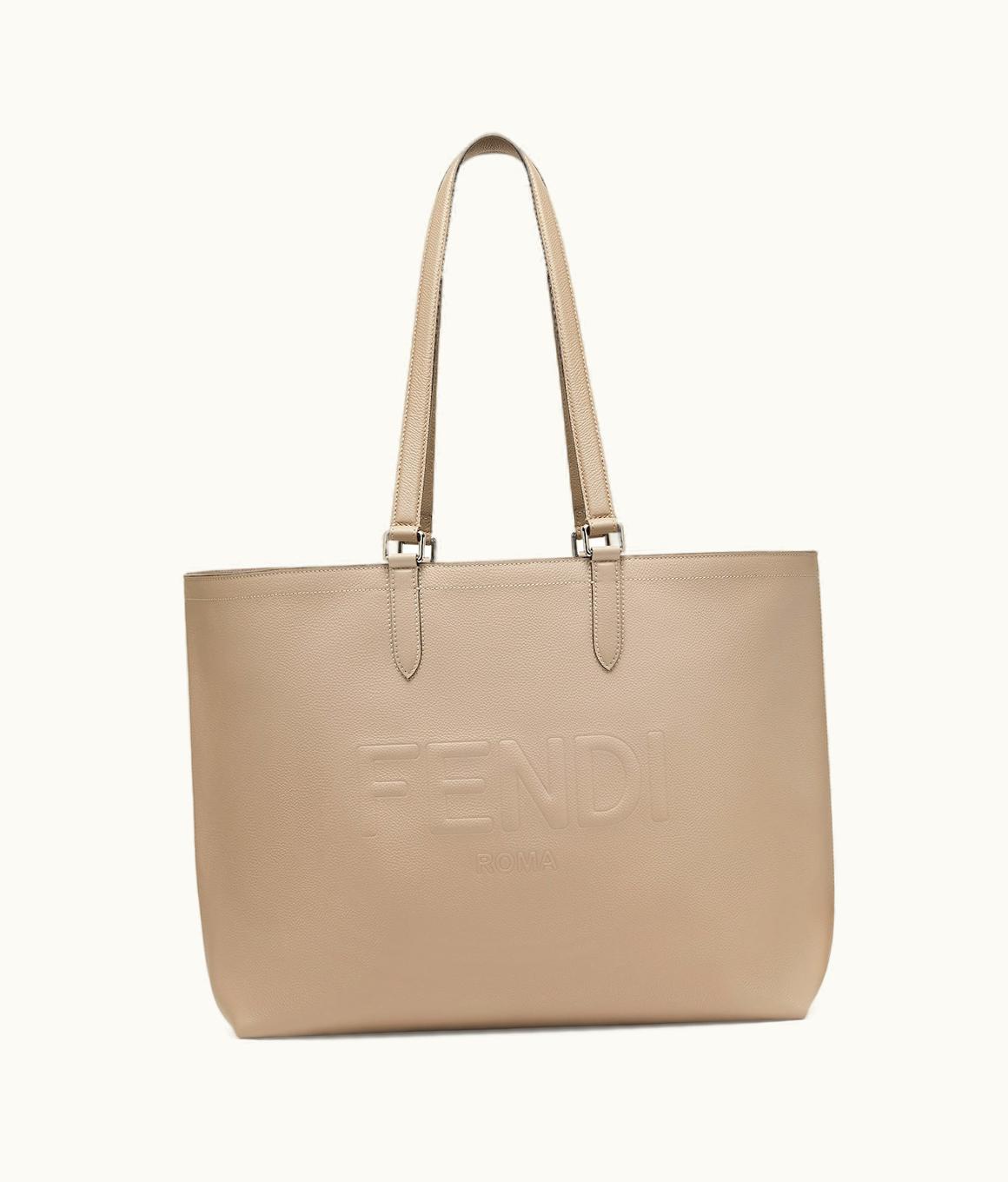 Fendi Fendi Roma Leather Shopper - Beige Leather Bag